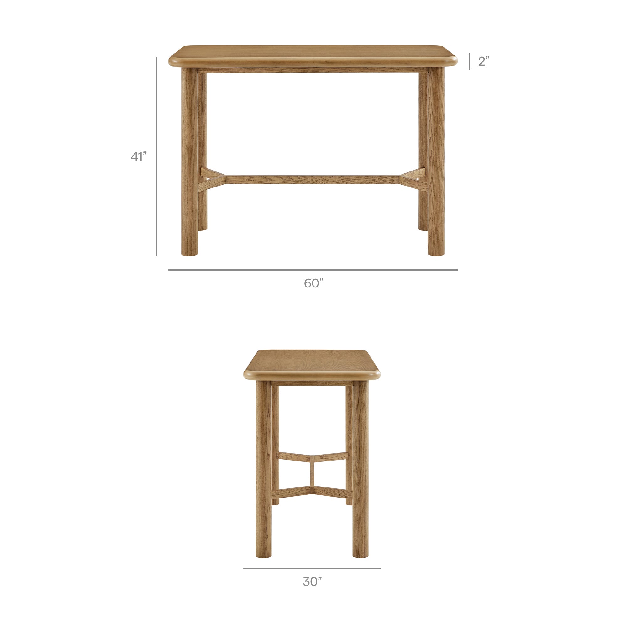 Alvia 5-Piece Rectangular Wood Bar Table With Bar Stools Set