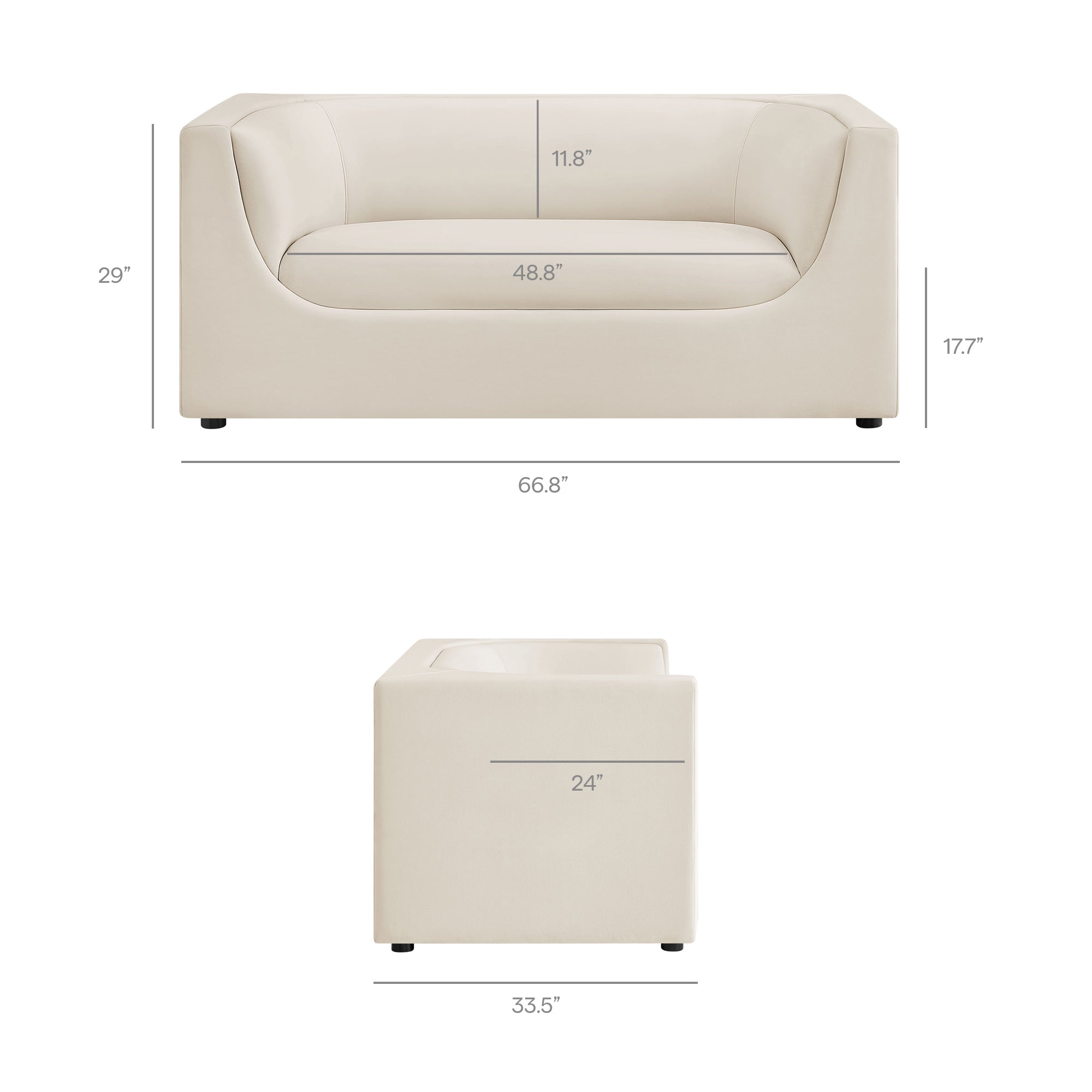 Hilda 67" Curved Back Performance Velvet Loveseat