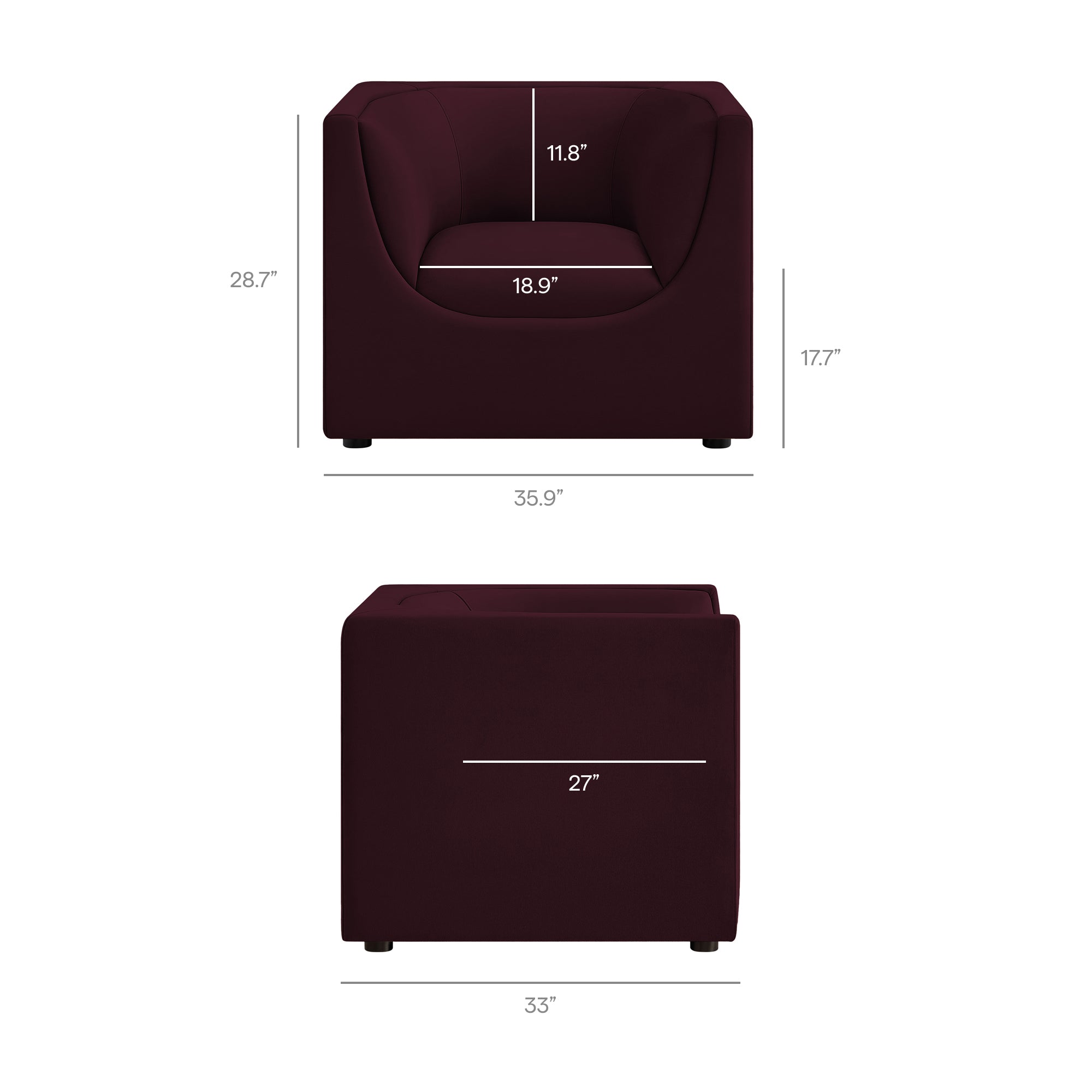 Hilda Curved Back Performance Velvet Armchair