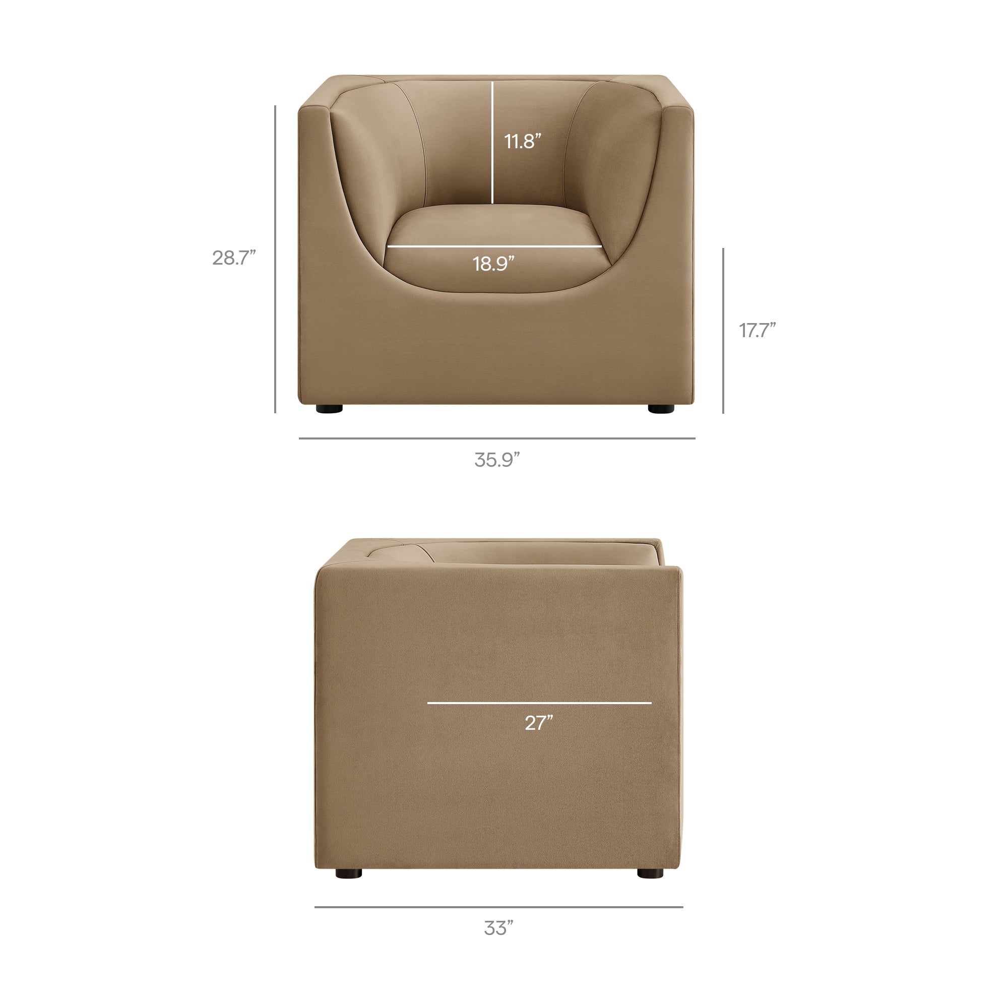 Hilda Curved Back Performance Velvet Armchair