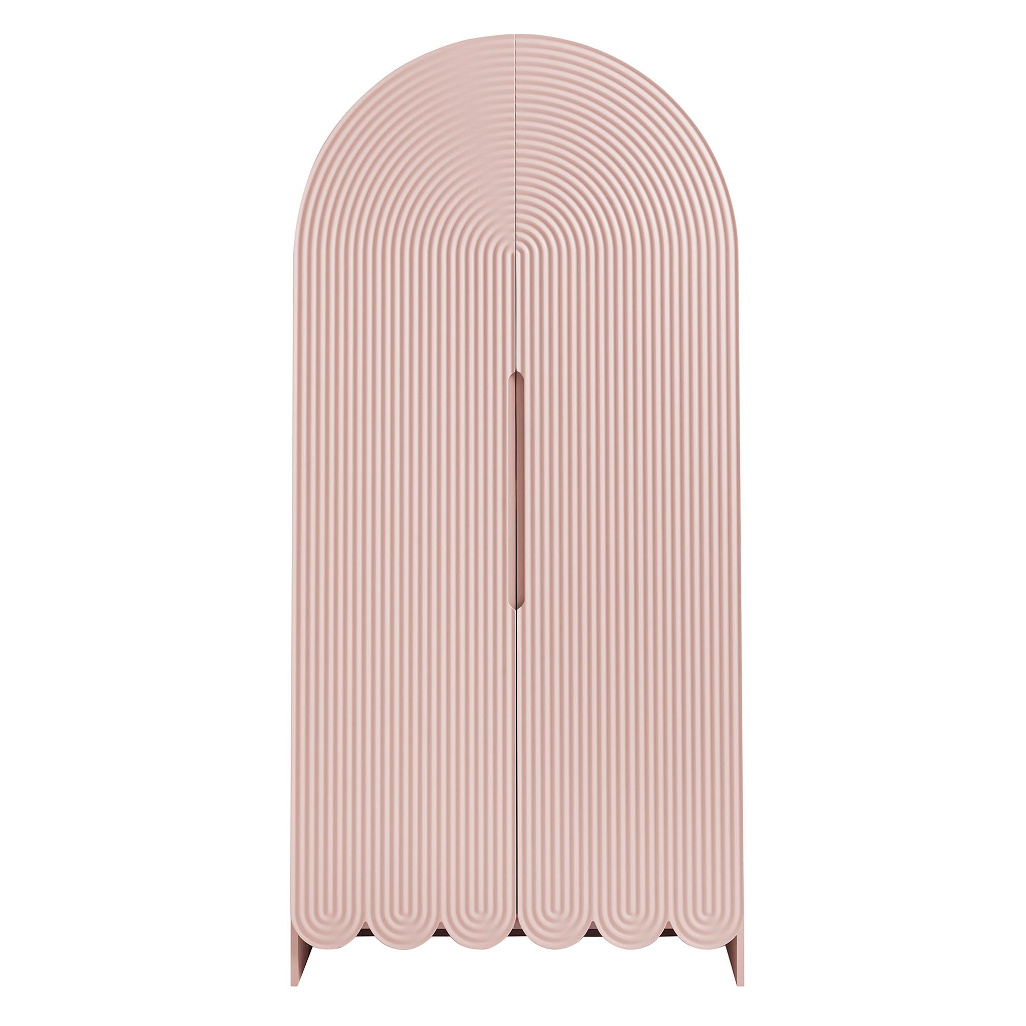 Dahlia 78 Inch Fluted and Scalloped Arched Storage Cabinet