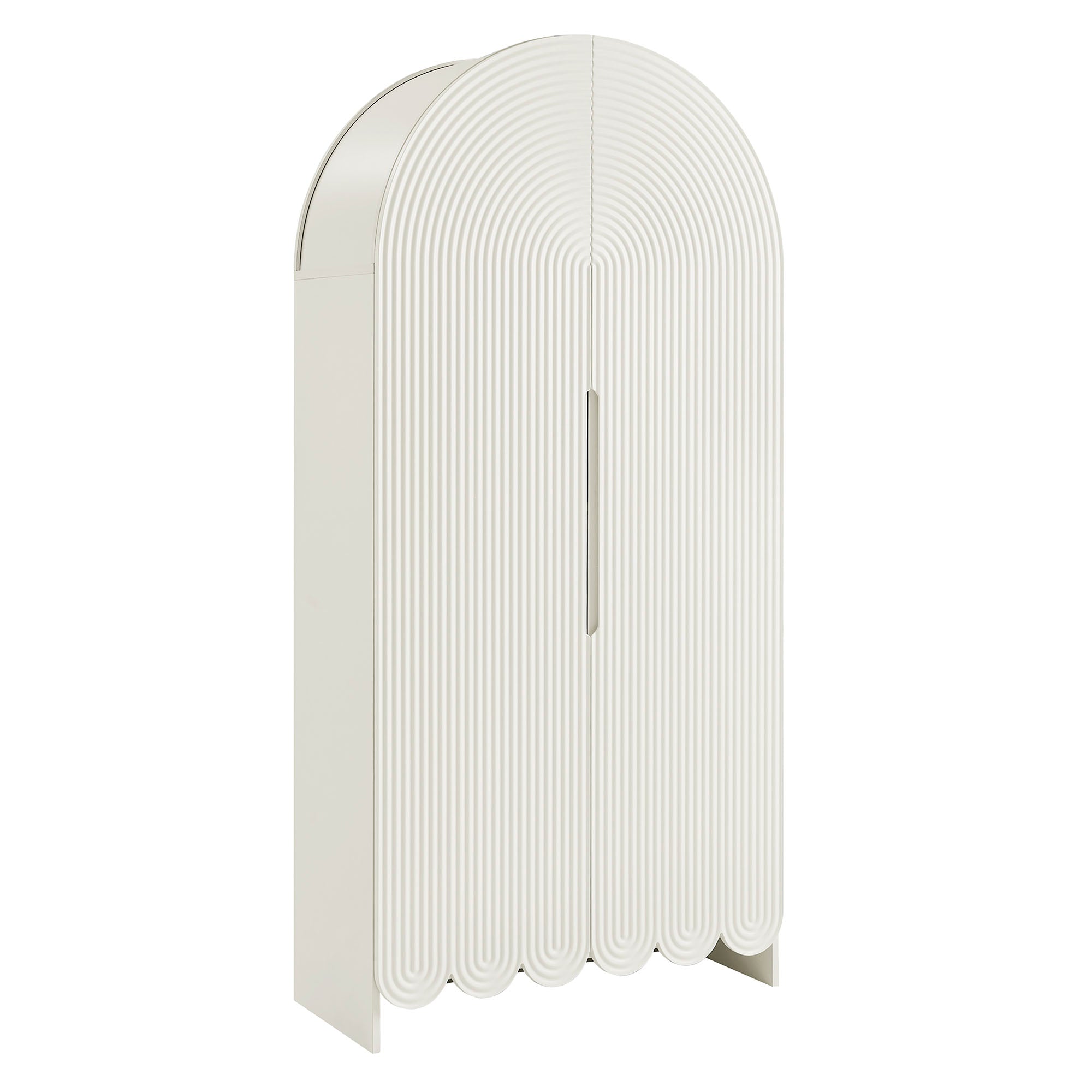 Dahlia 78 Inch Fluted and Scalloped Arched Storage Cabinet