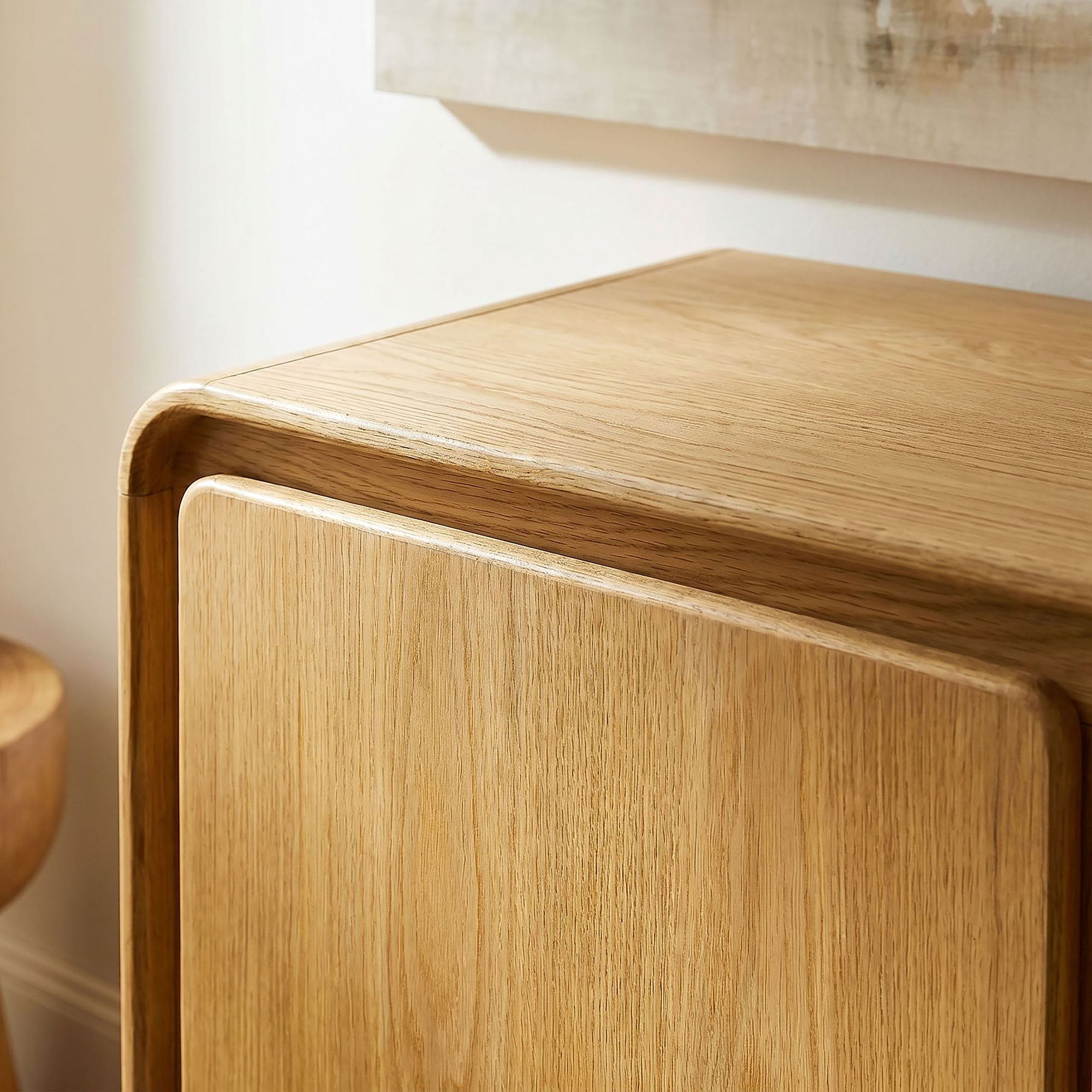 Lumo 3-Door Curved Wood Accent Cabinet