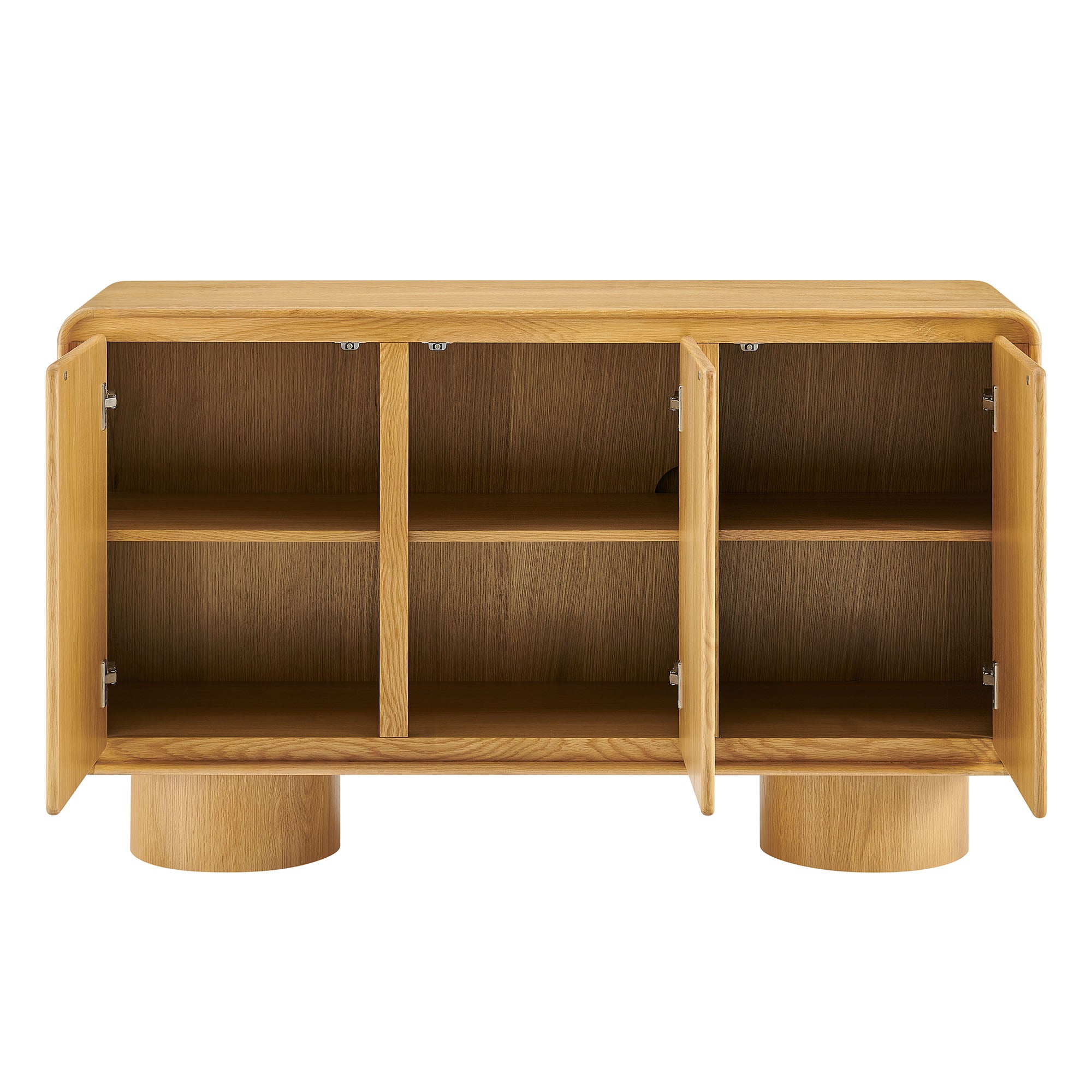 Lumo 3-Door Curved Wood Accent Cabinet