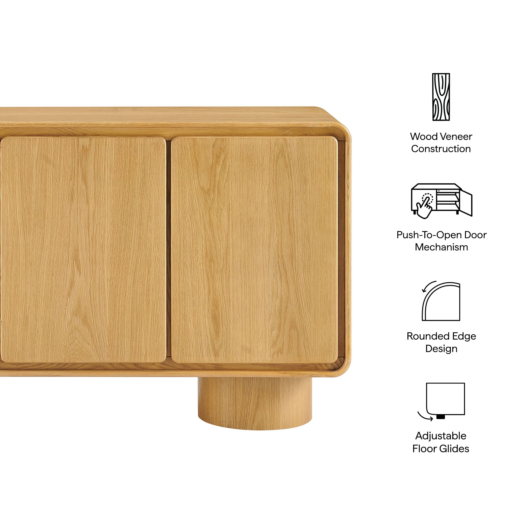 Lumo 3-Door Curved Wood Accent Cabinet