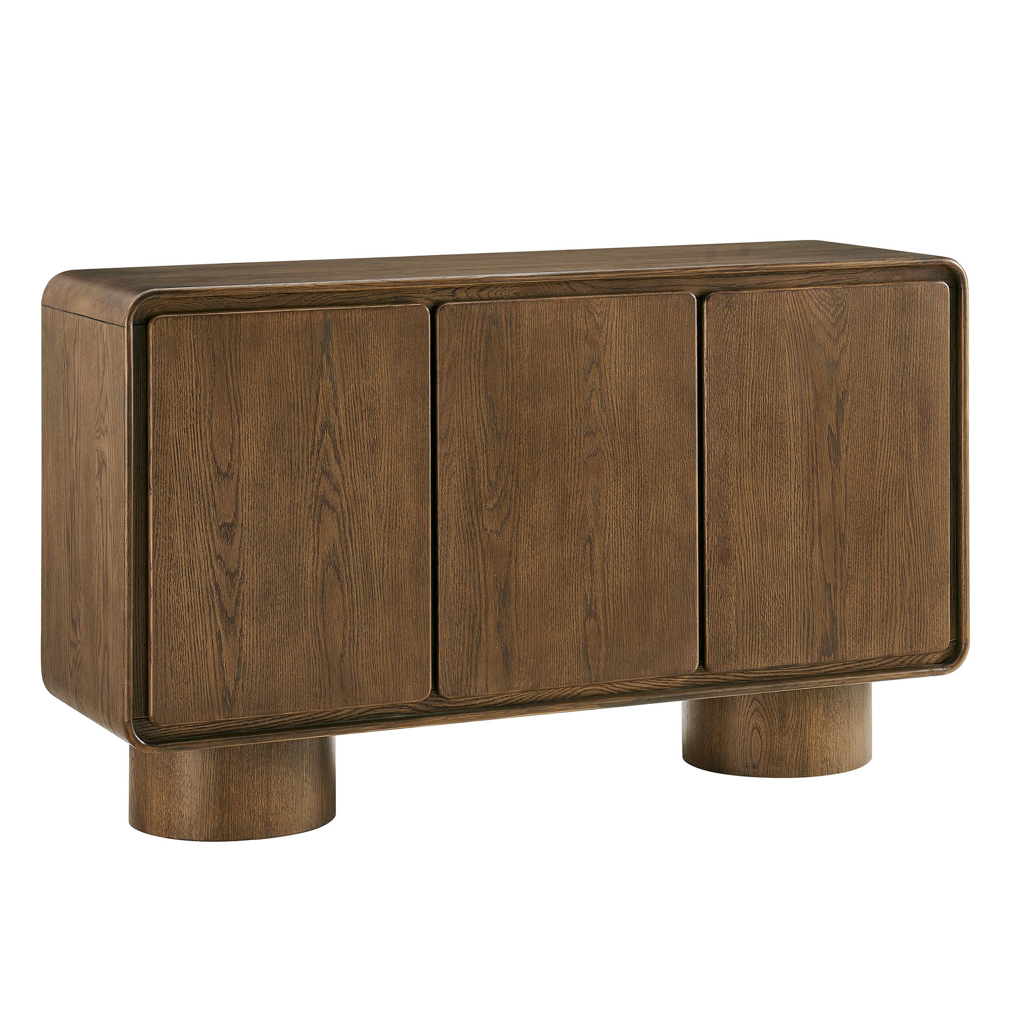 Lumo 3-Door Curved Wood Accent Cabinet