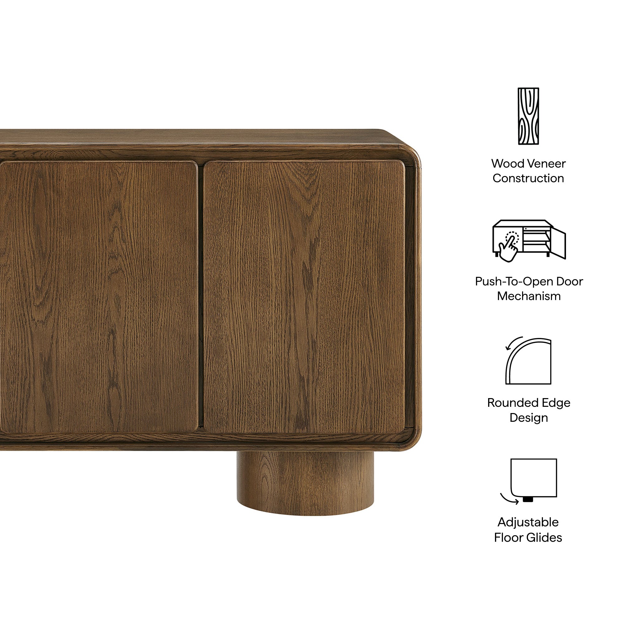 Lumo 3-Door Curved Wood Accent Cabinet