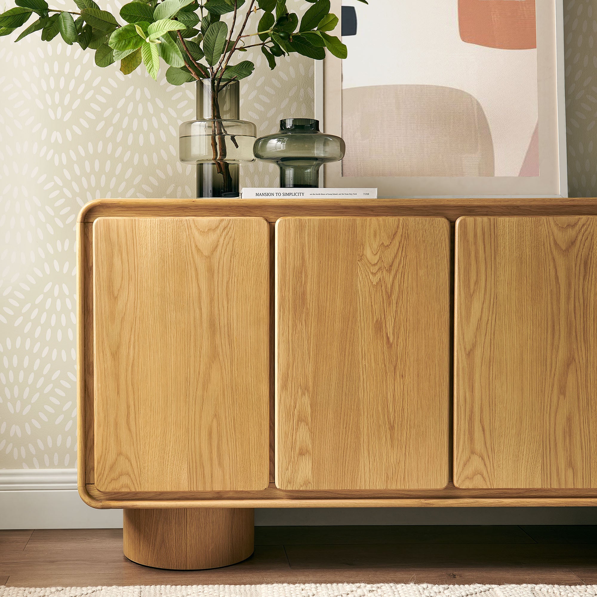 Lumo 4-Door Curved Wood Accent Cabinet