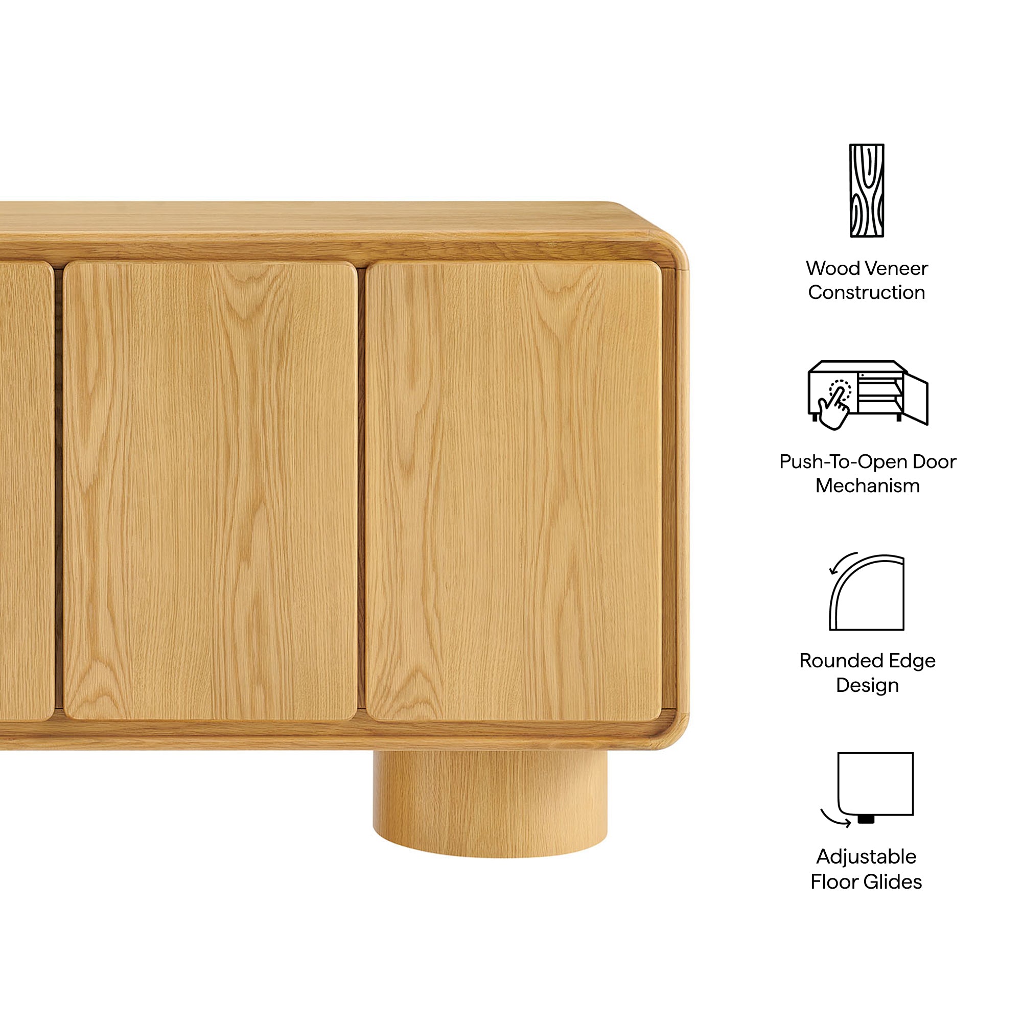 Lumo 4-Door Curved Wood Accent Cabinet
