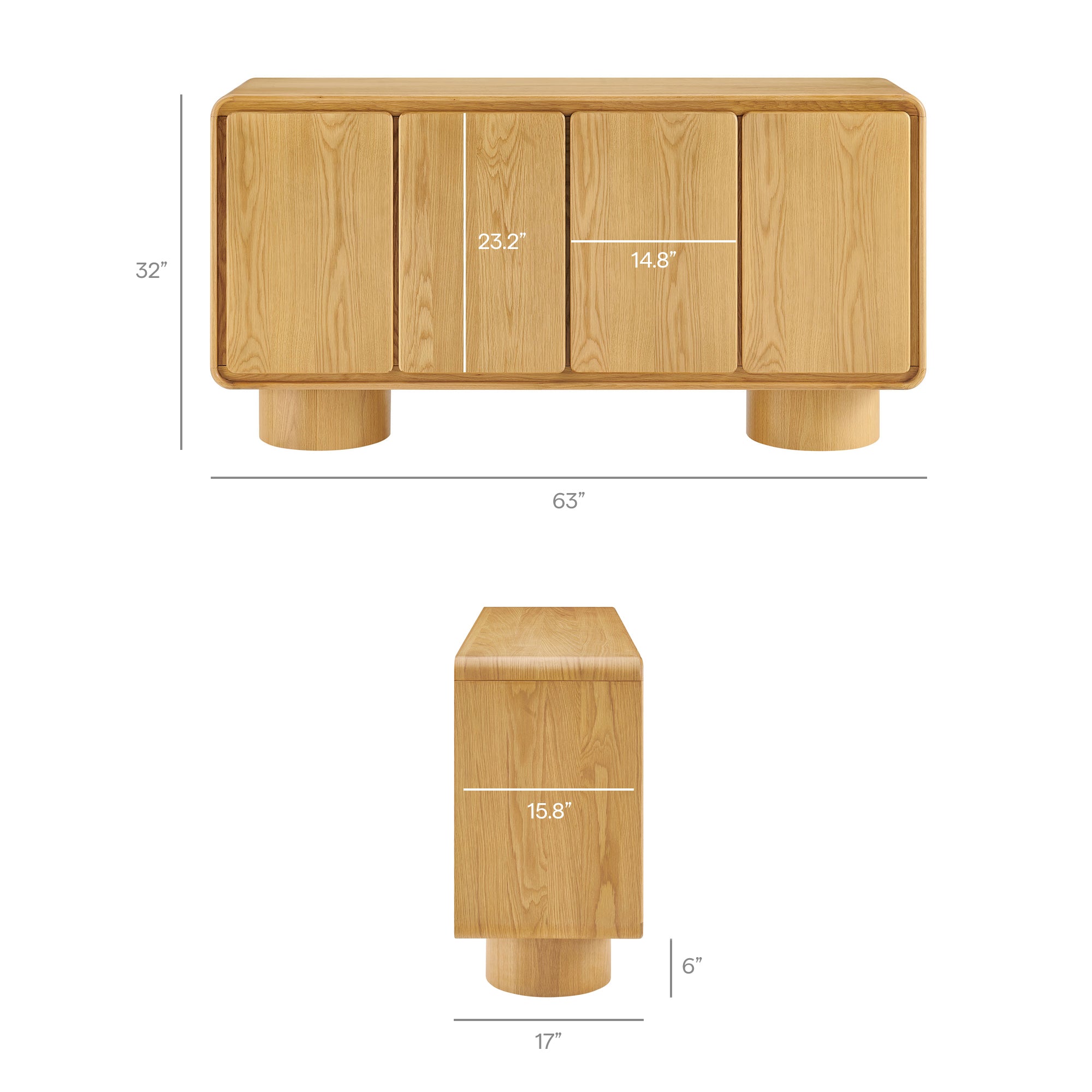 Lumo 4-Door Curved Wood Accent Cabinet