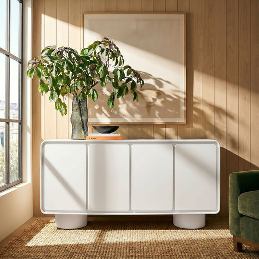 Lumo 4-Door Curved Wood Accent Cabinet