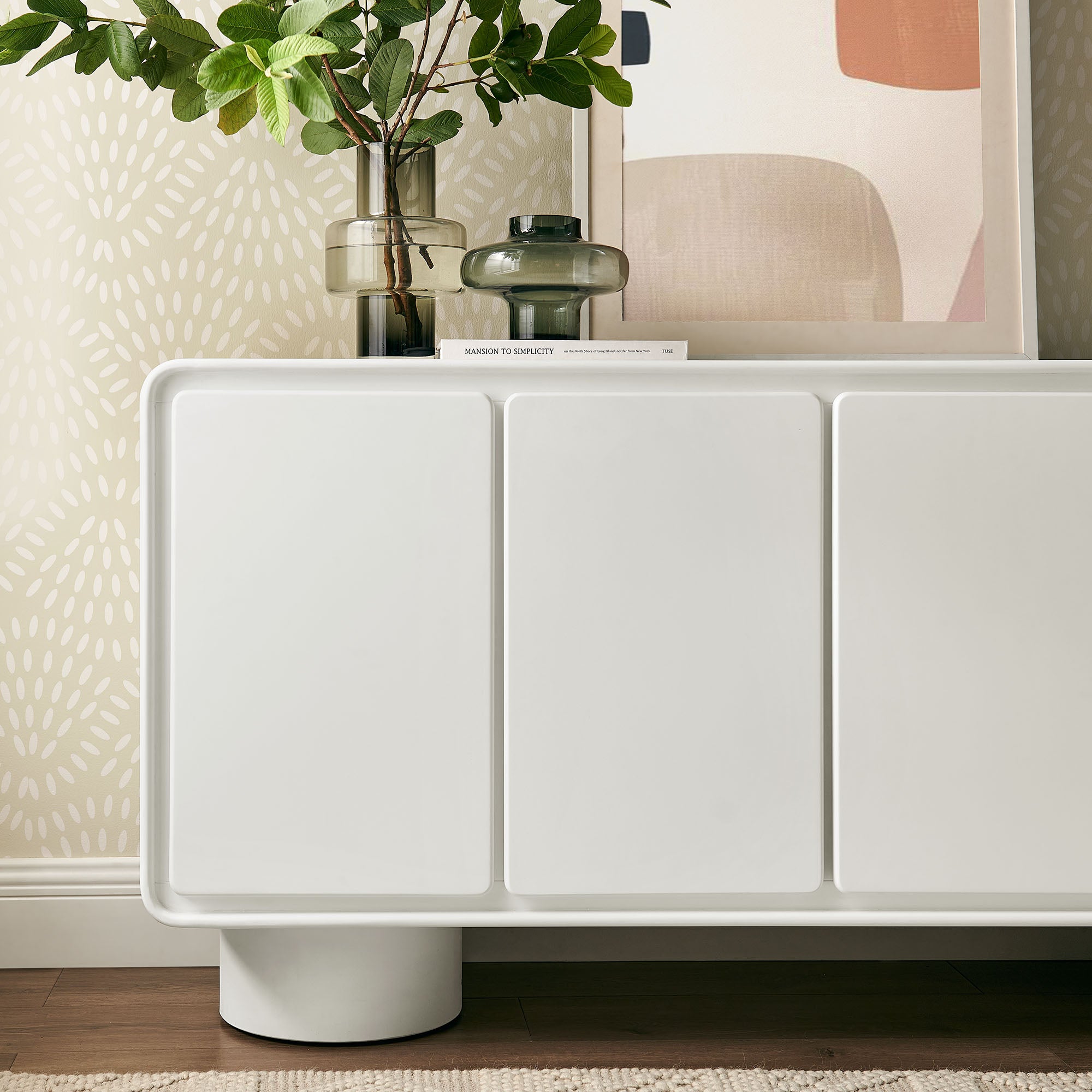 Lumo 4-Door Curved Wood Accent Cabinet