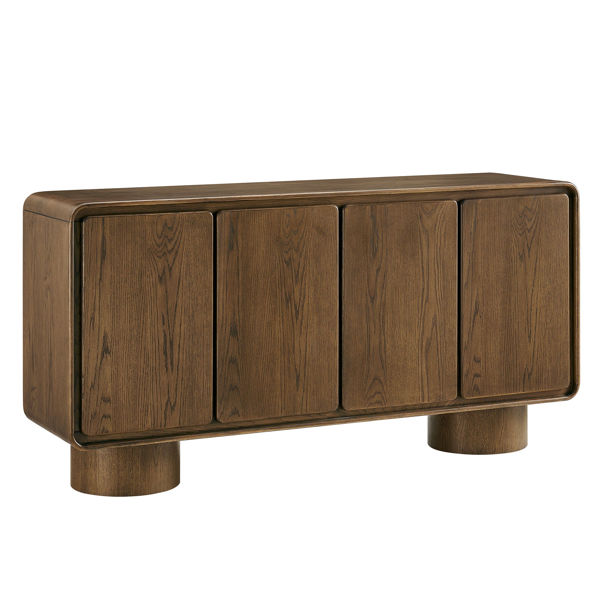Lumo 4-Door Curved Wood Accent Cabinet