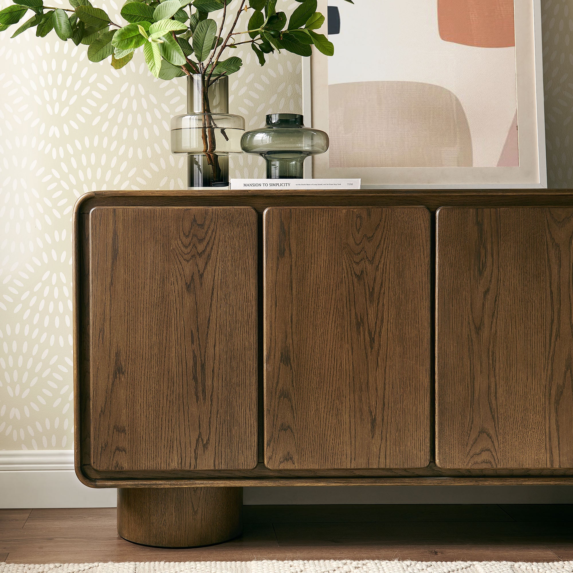 Lumo 4-Door Curved Wood Accent Cabinet