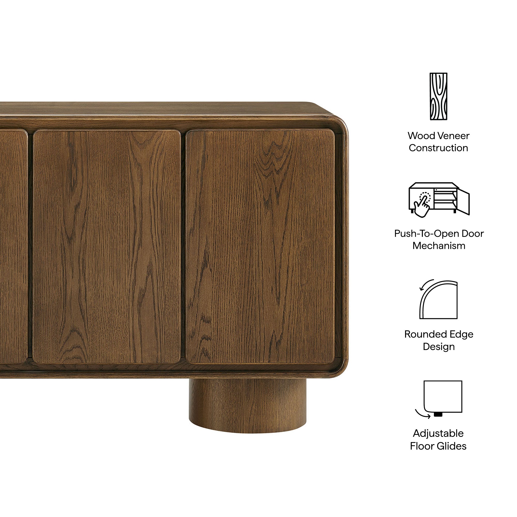 Lumo 4-Door Curved Wood Accent Cabinet
