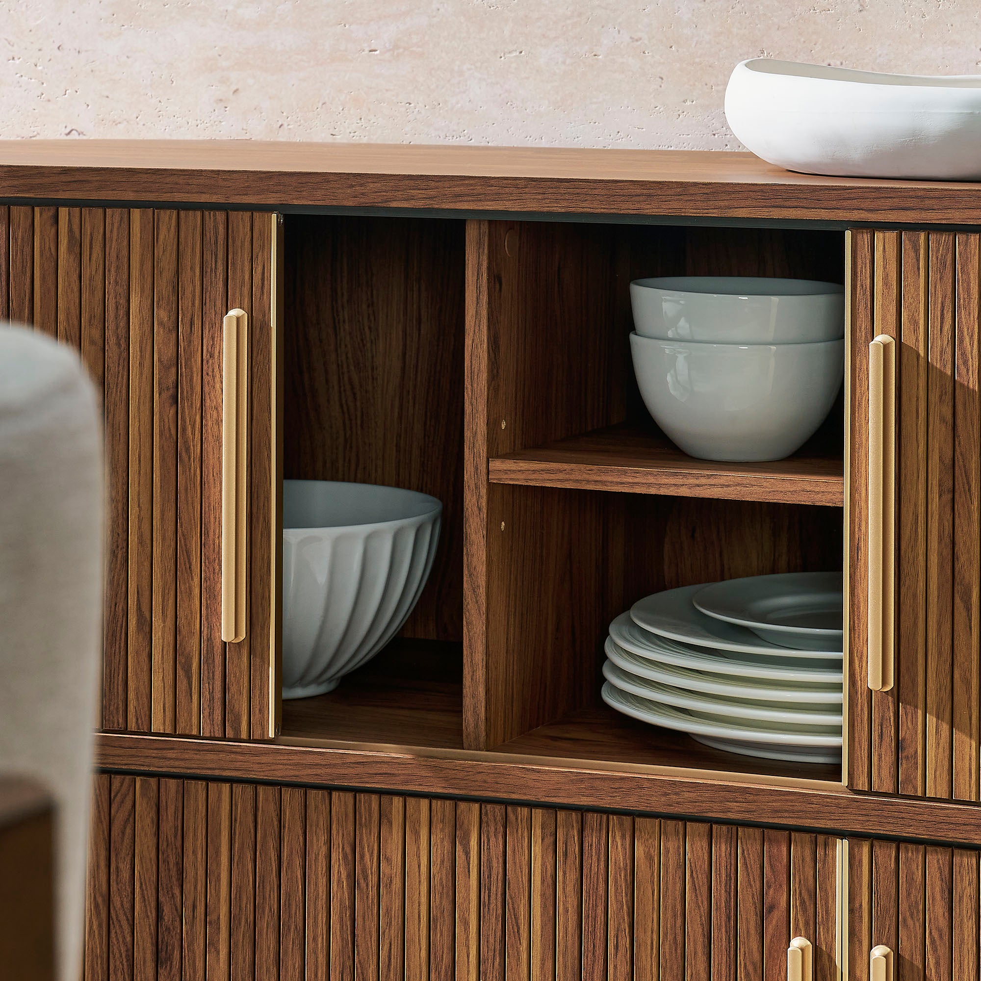 Radcliffe 63" Curved Fluted Sideboard Buffet Cabinet