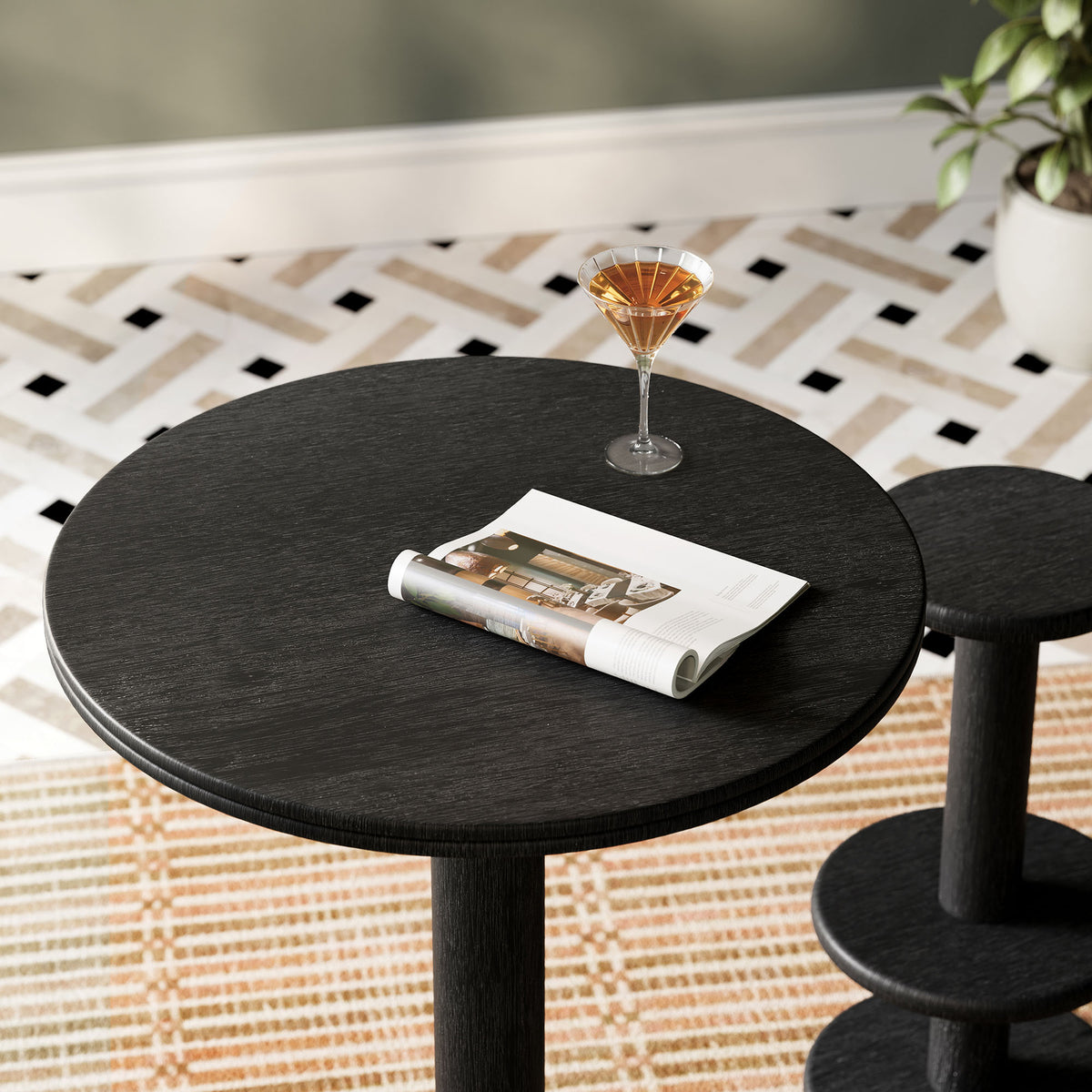 Neo 31 Inch Round Indoor - Outdoor Patio Patio Wood Bar Table