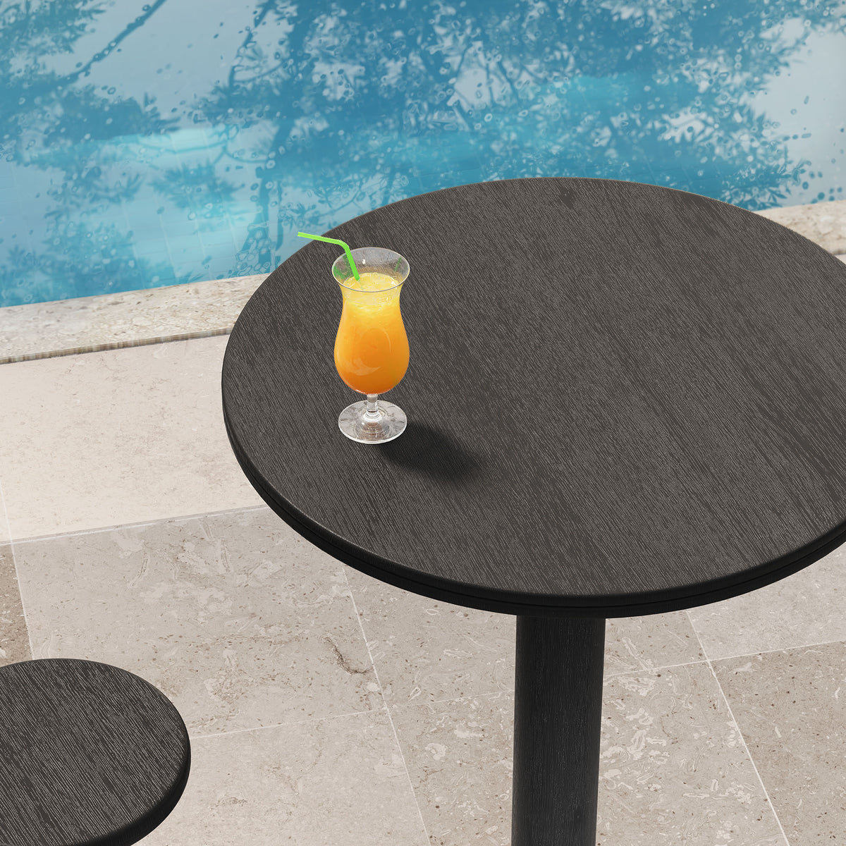 Neo 31 Inch Round Indoor - Outdoor Patio Patio Wood Bar Table
