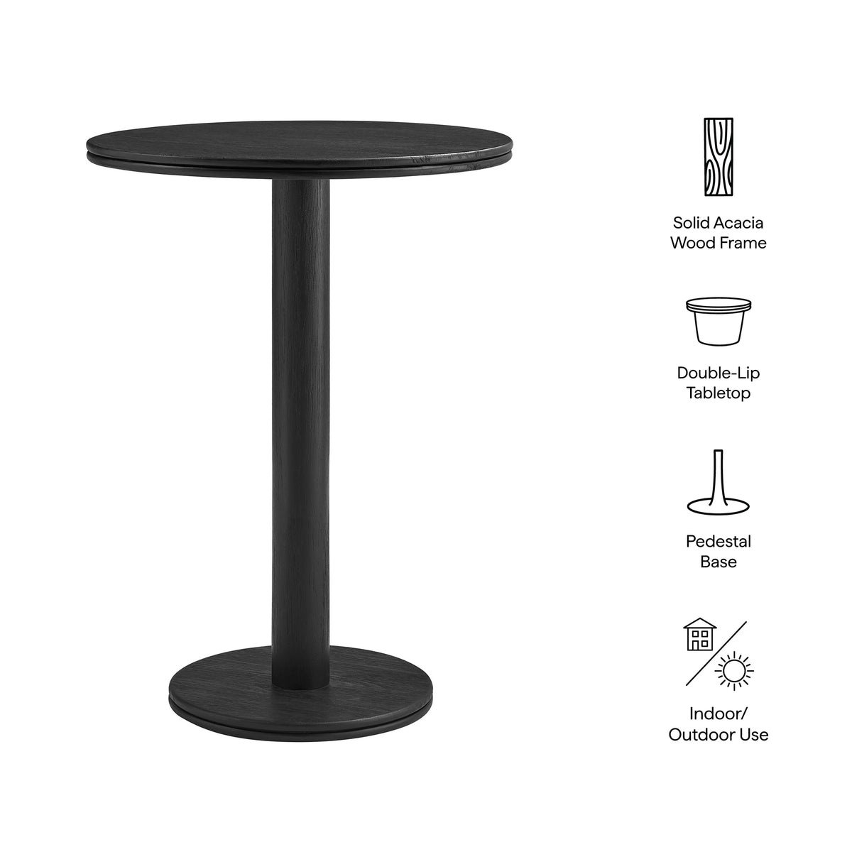 Neo 31 Inch Round Indoor - Outdoor Patio Patio Wood Bar Table