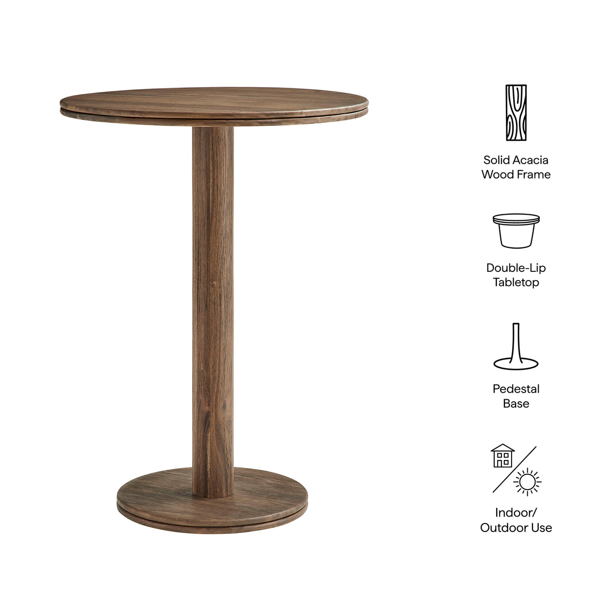 Neo 31 Inch Round Indoor - Outdoor Patio Patio Wood Bar Table