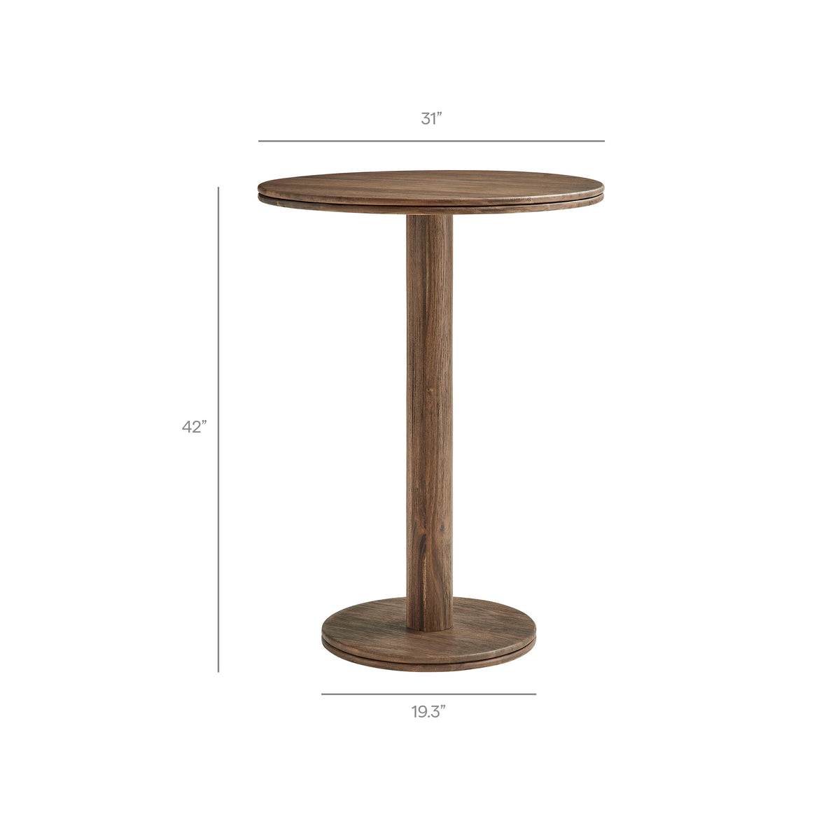 Neo 31 Inch Round Indoor - Outdoor Patio Patio Wood Bar Table