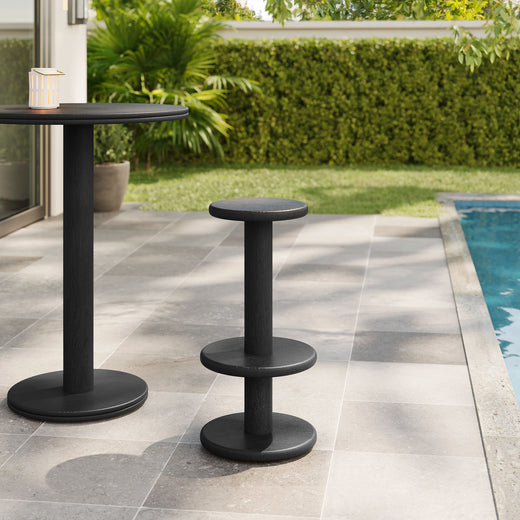 Neo 15 Inch Round Indoor - Outdoor Patio Patio Wood Bar Stools