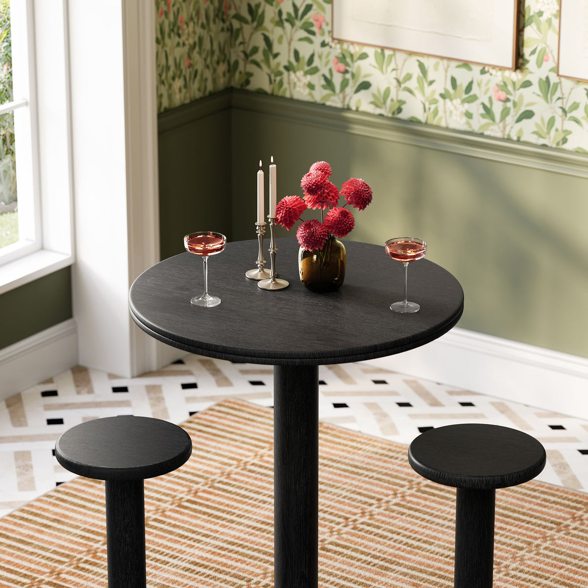 Neo 3-Piece Round Indoor - Outdoor Patio Patio Wood Bar Table And Stool Set