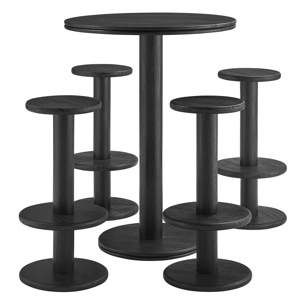 Neo 5-Piece Round Indoor - Outdoor Patio Round Patio Bar Table And Stool Set