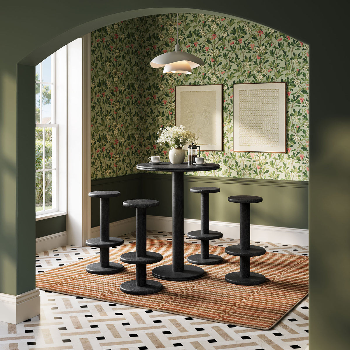 Neo 5-Piece Round Indoor - Outdoor Patio Round Patio Bar Table And Stool Set