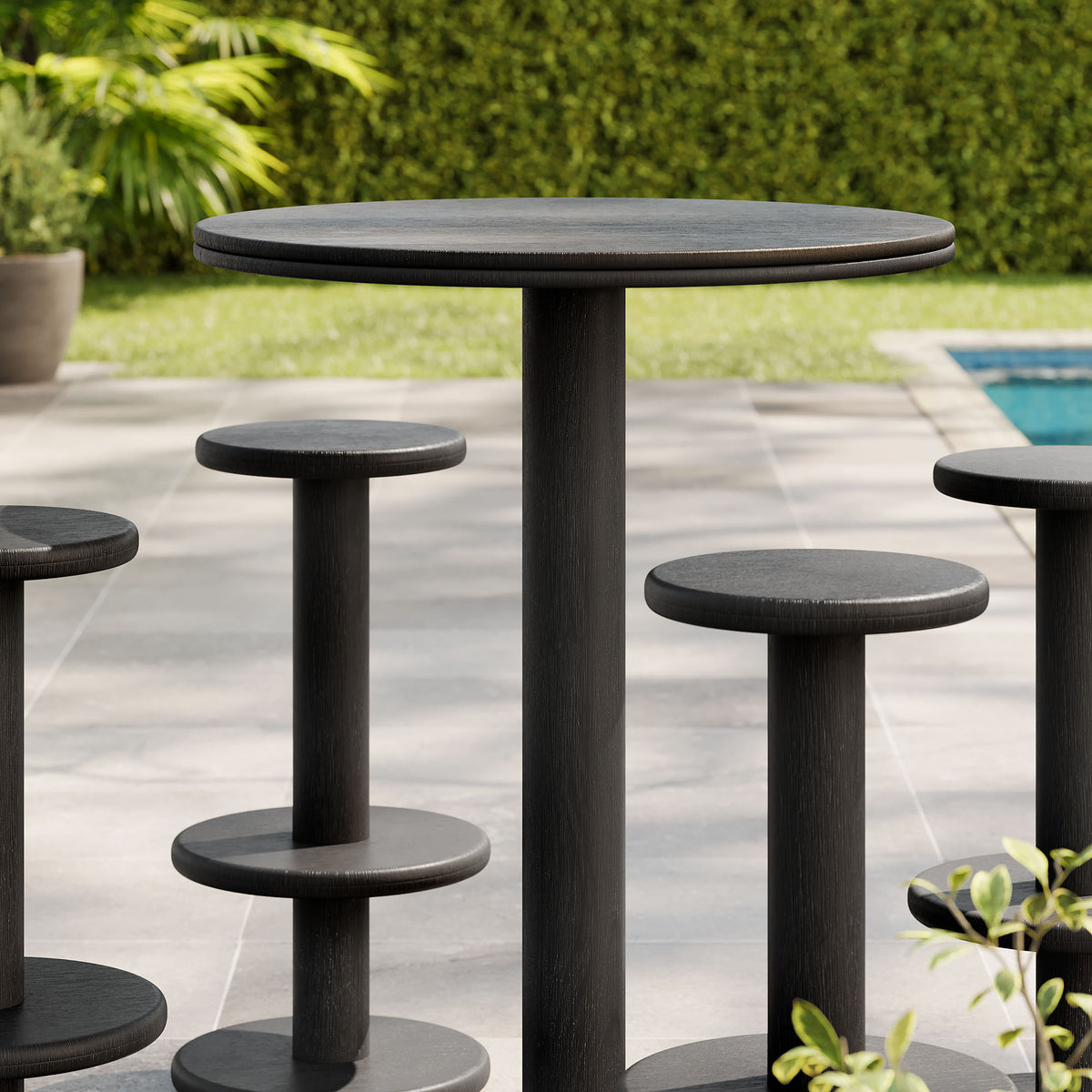 Neo 5-Piece Round Indoor - Outdoor Patio Round Patio Bar Table And Stool Set