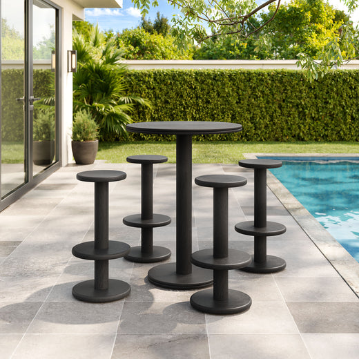 Neo 5-Piece Round Indoor - Outdoor Patio Round Patio Bar Table And Stool Set