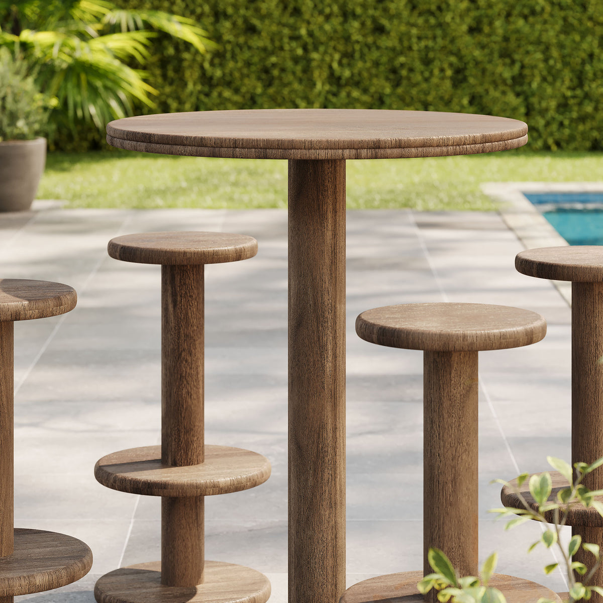 Neo 5-Piece Round Indoor - Outdoor Patio Round Patio Bar Table And Stool Set