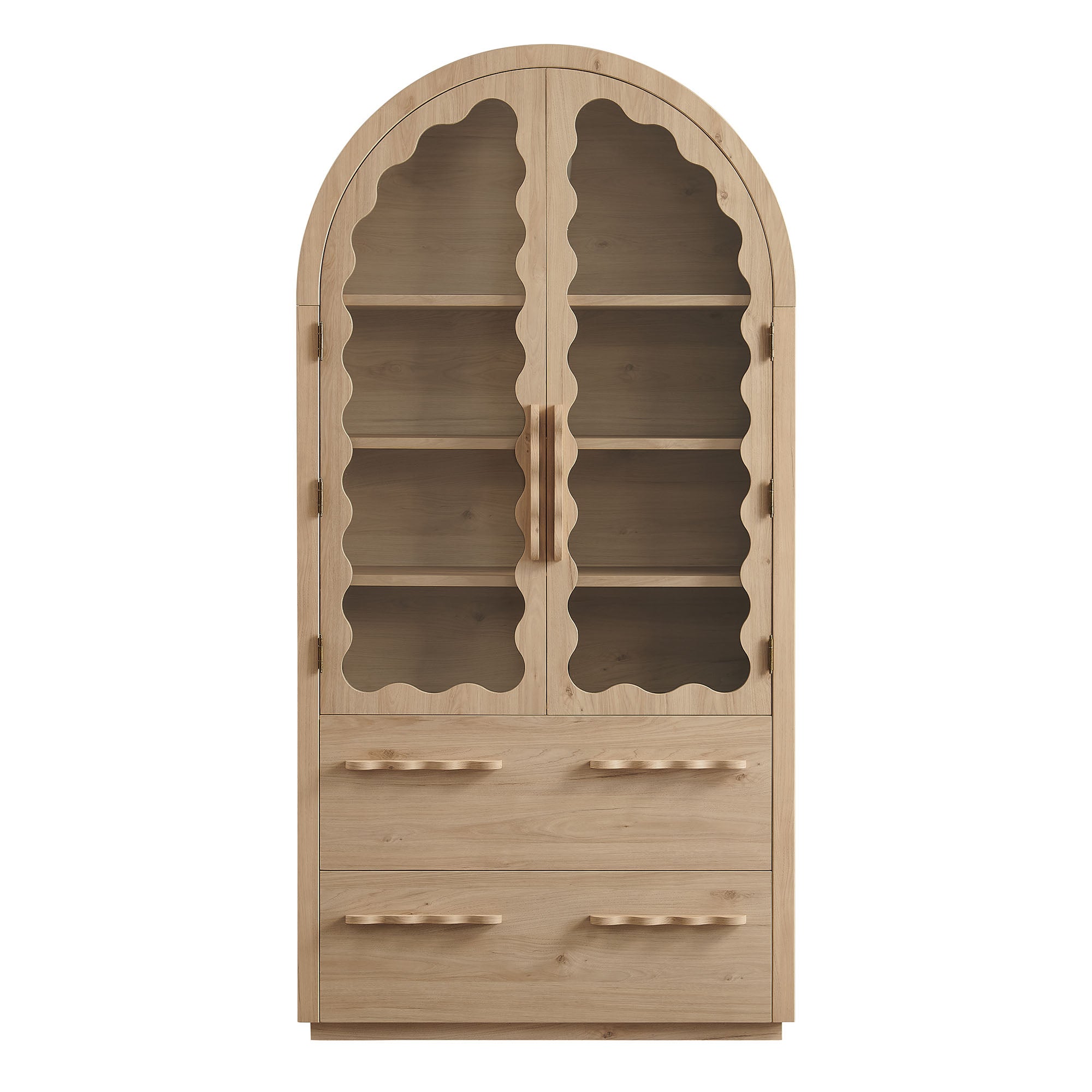 Rory 76 Inch Arched Kitchen Pantry Display Cabinet