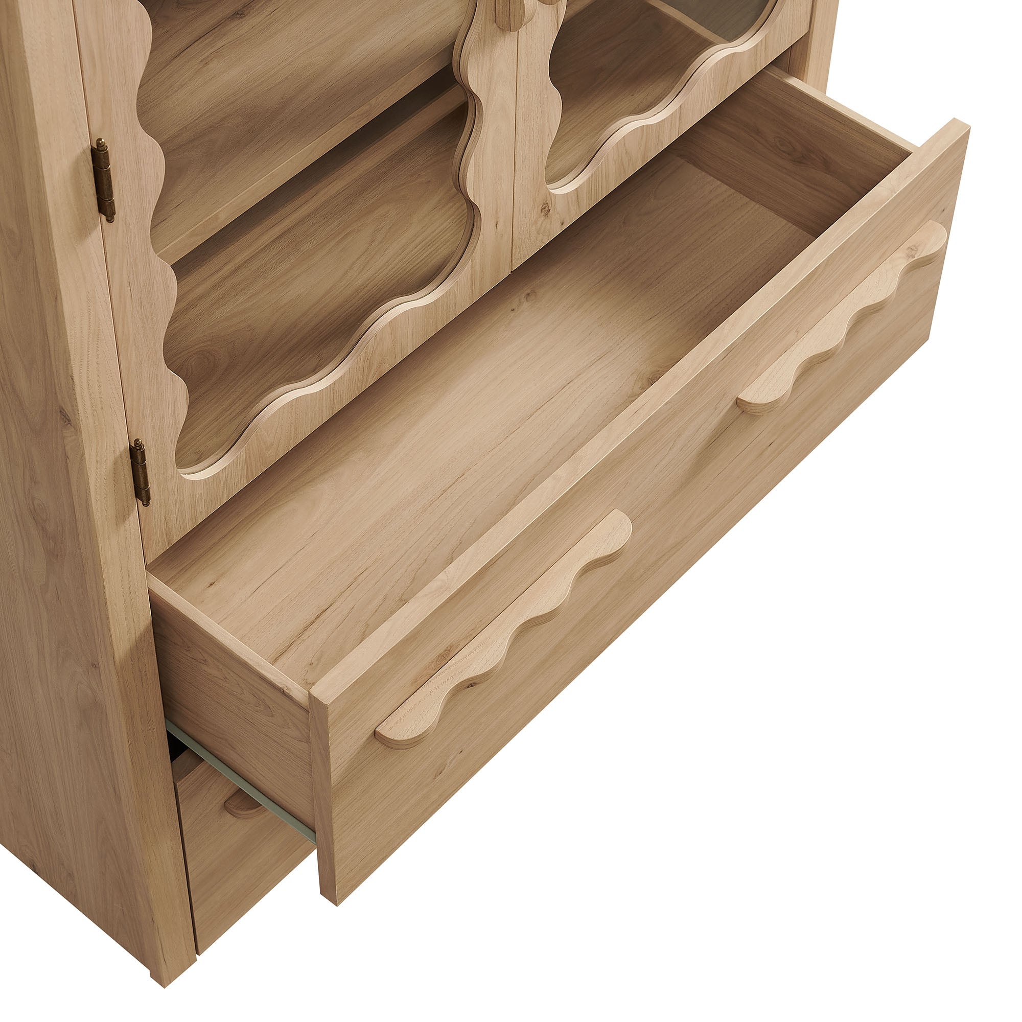 Rory 76 Inch Arched Kitchen Pantry Display Cabinet