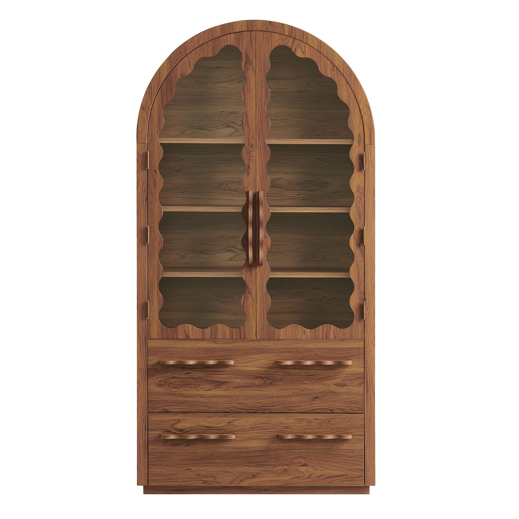 Rory 76 Inch Arched Kitchen Pantry Display Cabinet