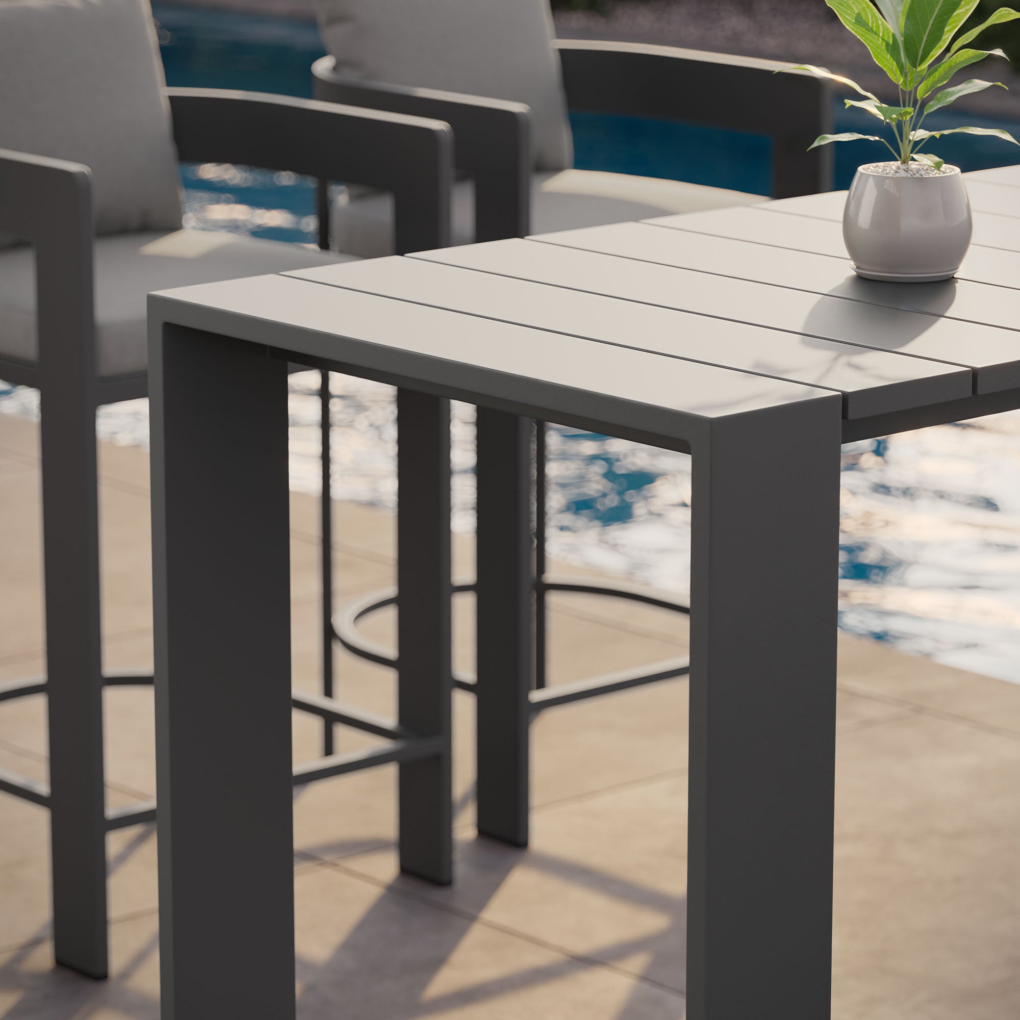 Tahoe 59 Inch Rectangle Outdoor Patio Aluminum Bar Table