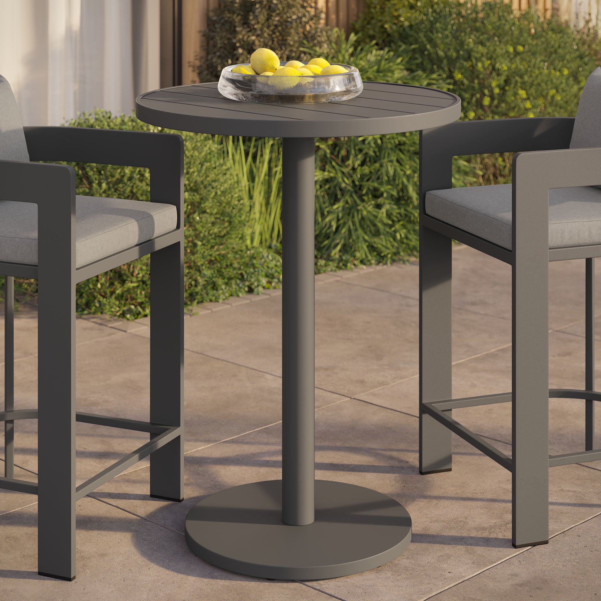 Tahoe 31 Inch Round Outdoor Patio Aluminum Bar Table