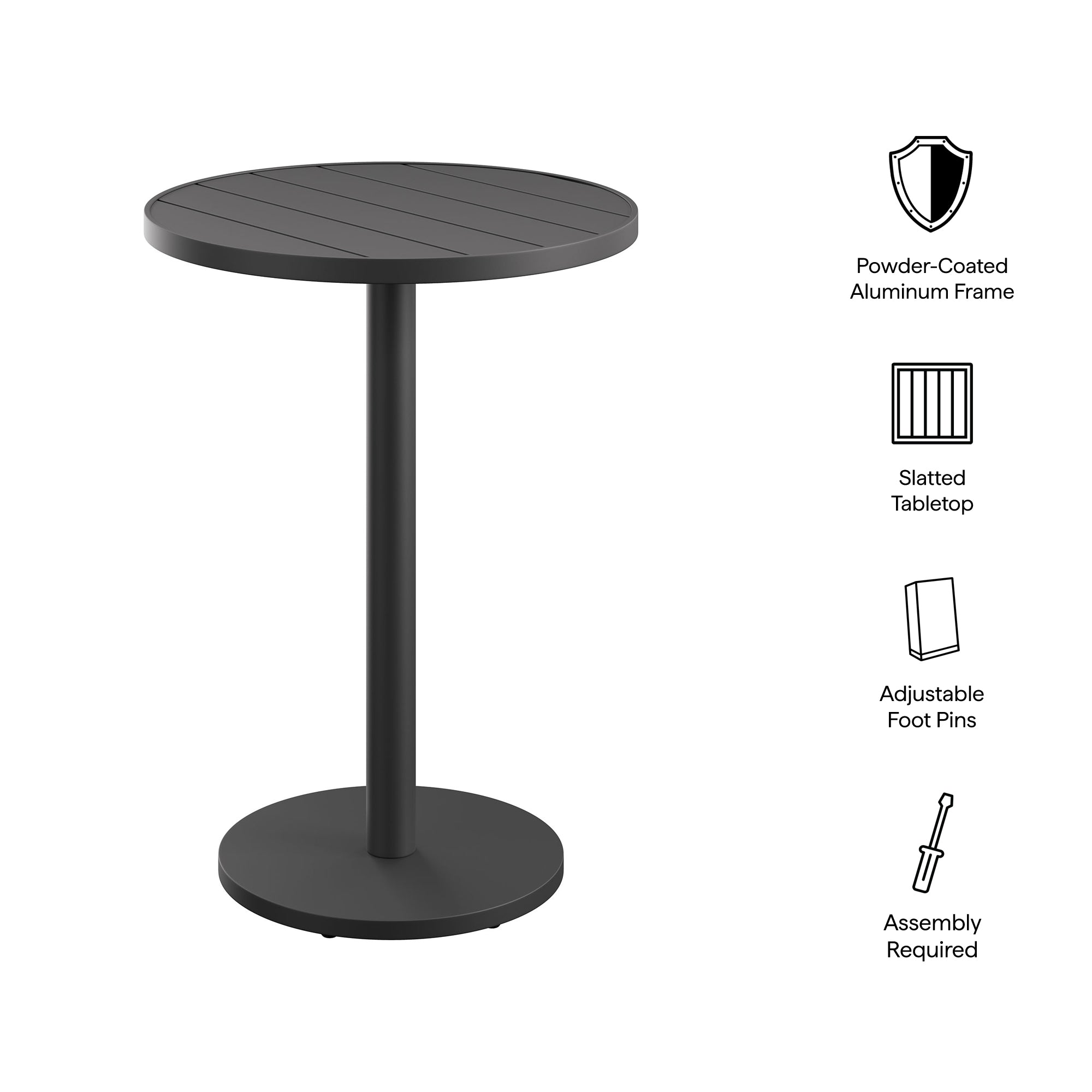 Tahoe 31 Inch Round Outdoor Patio Aluminum Bar Table