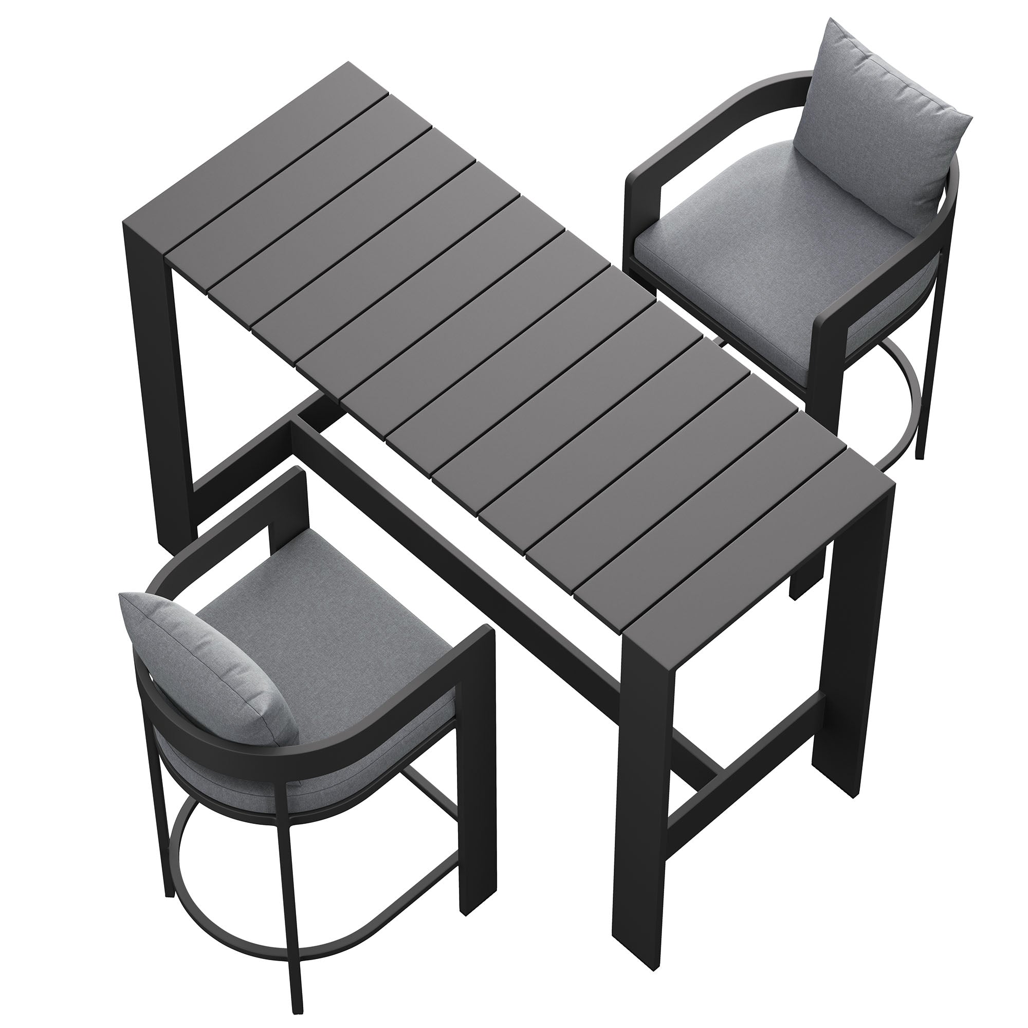 Tahoe 3-Piece Outdoor Patio Aluminum Bar Table Set