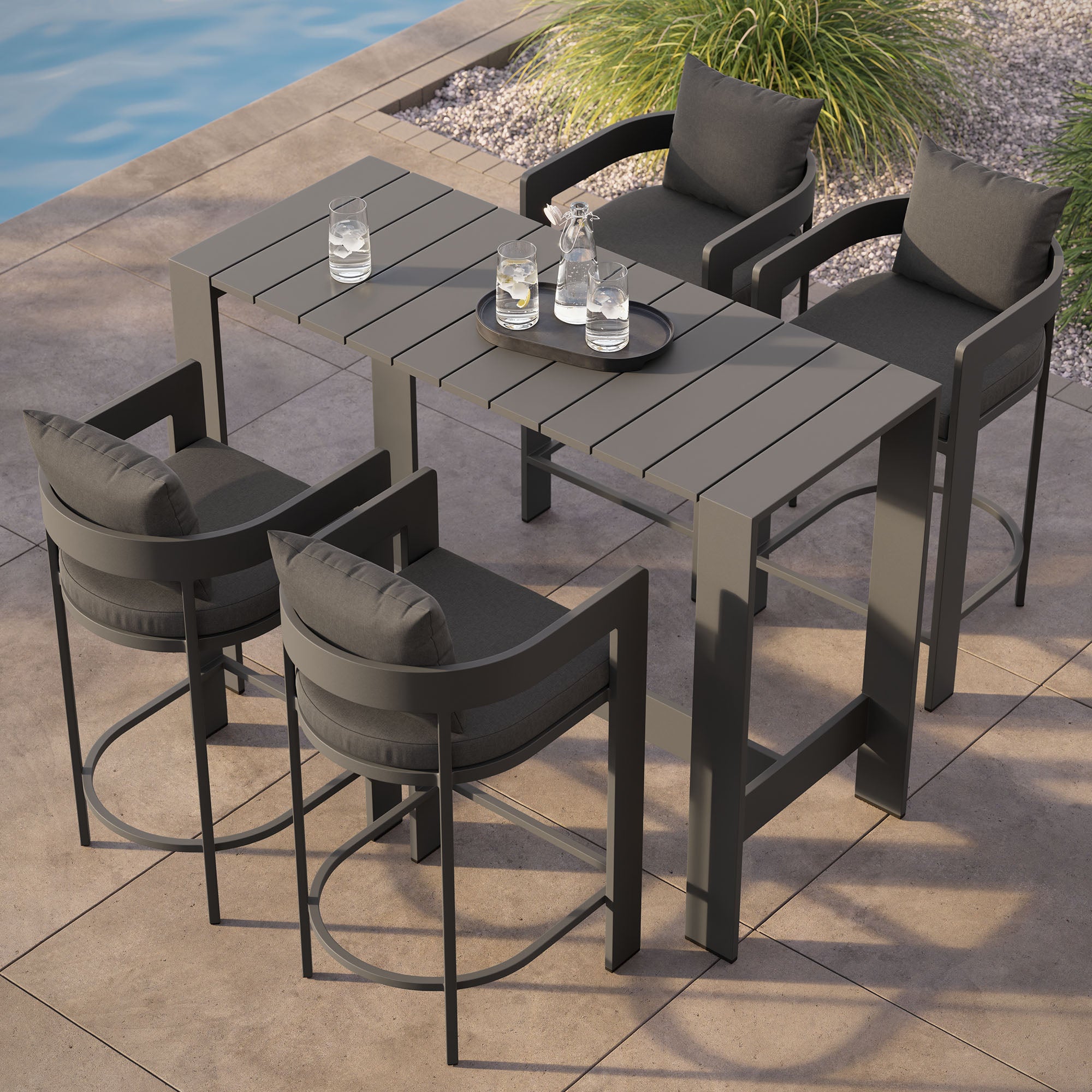 Tahoe 5-Piece Outdoor Patio Bar Table Set