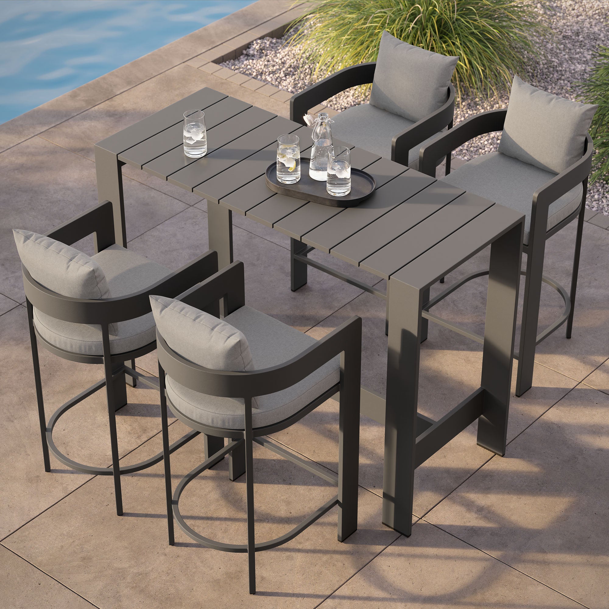 Tahoe 5-Piece Outdoor Patio Bar Table Set