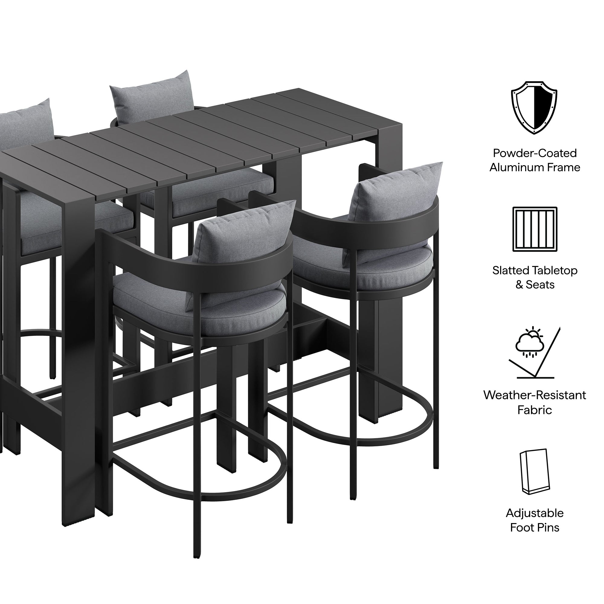 Tahoe 5-Piece Outdoor Patio Bar Table Set