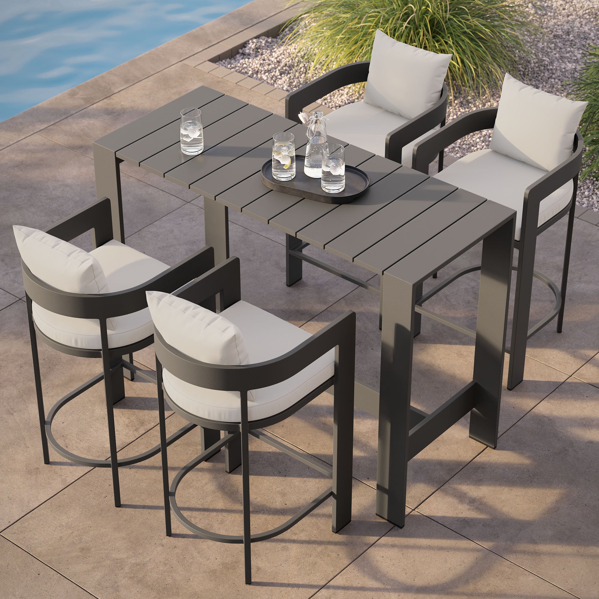 Tahoe 5-Piece Outdoor Patio Bar Table Set