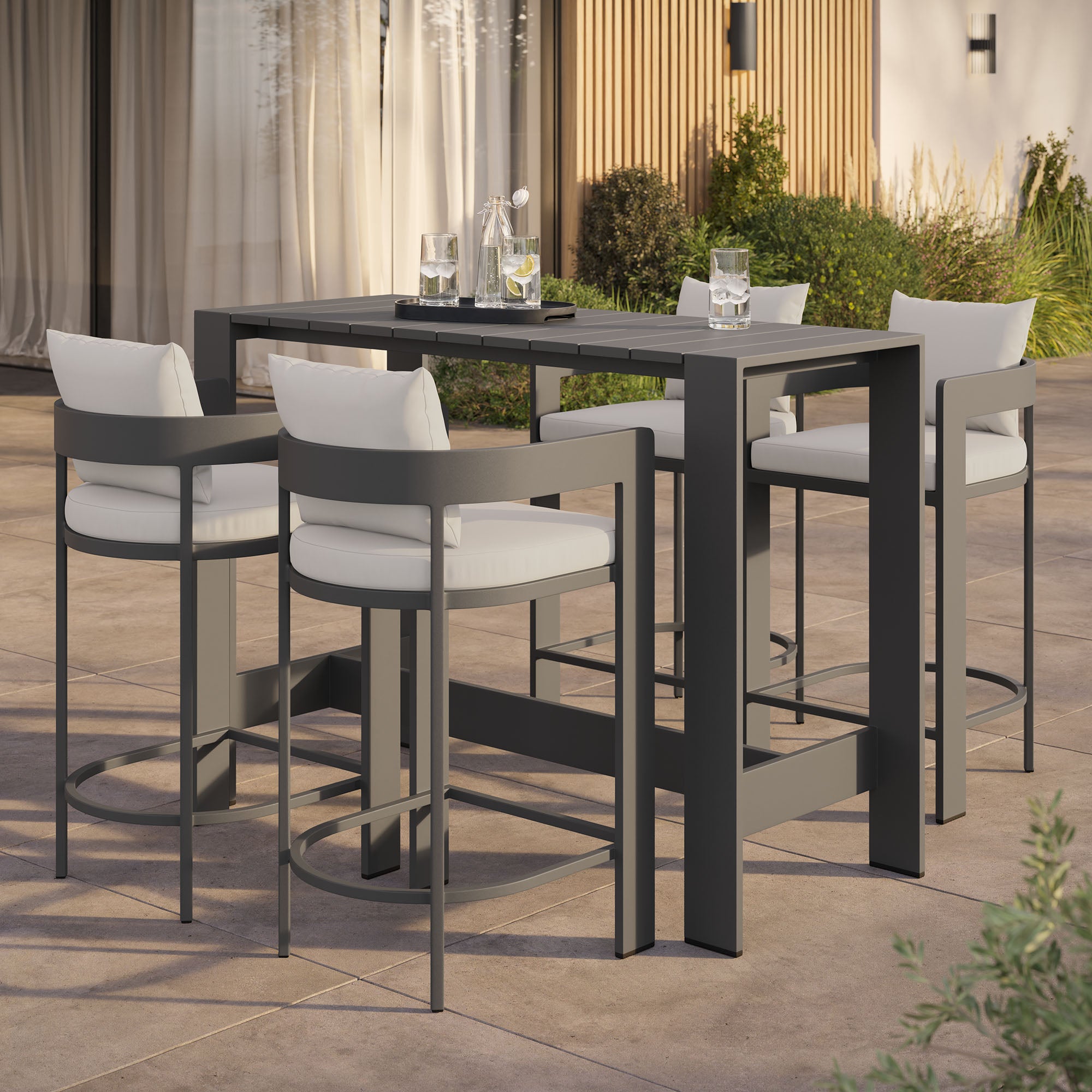 Tahoe 5-Piece Outdoor Patio Bar Table Set