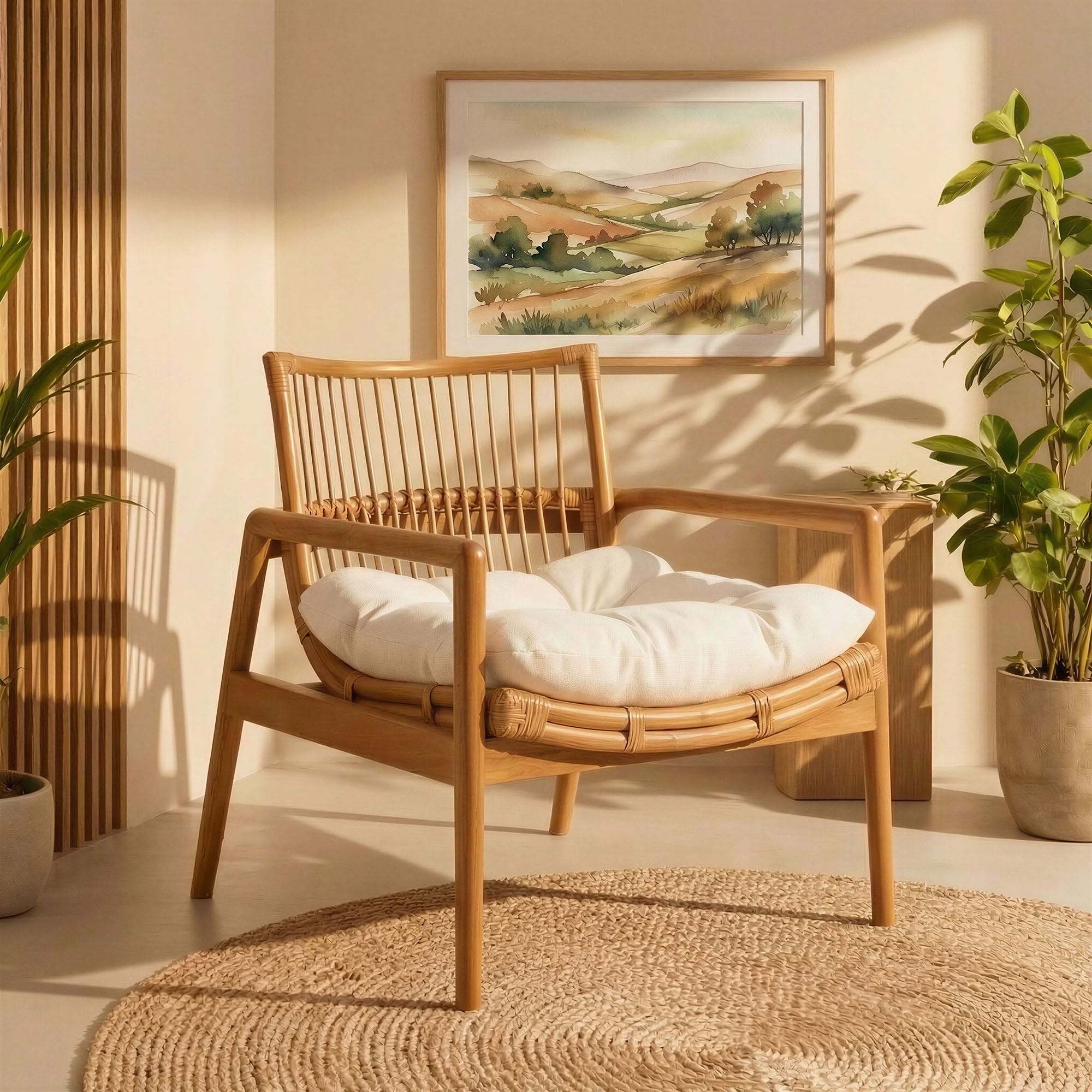 Tula Wood Rattan Lounge Chair
