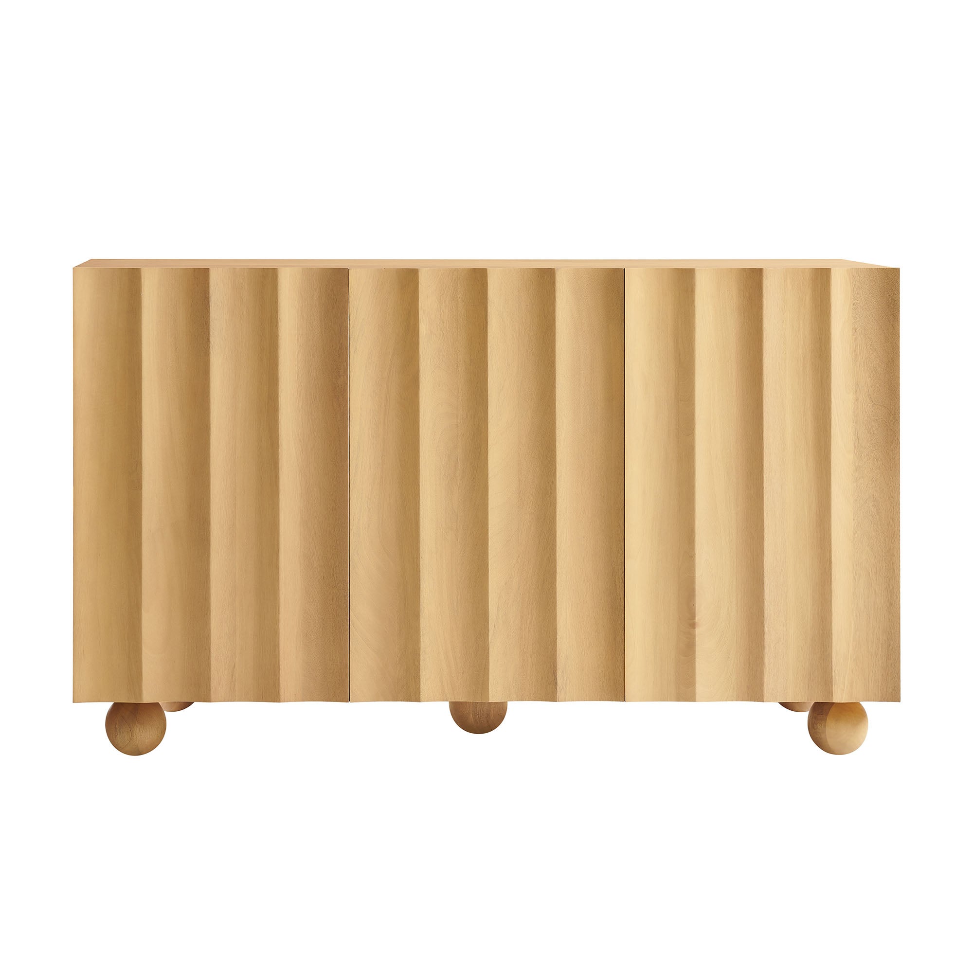 Sorren 54 Inch Scalloped Wood 3-Door Sideboard