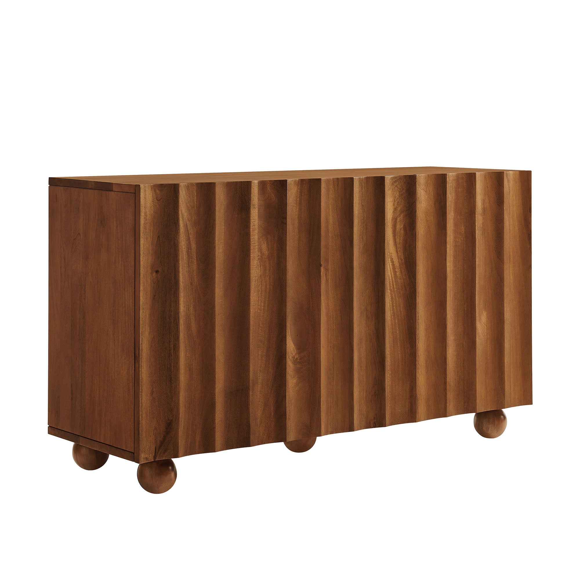Sorren 54 Inch Scalloped Wood 3-Door Sideboard