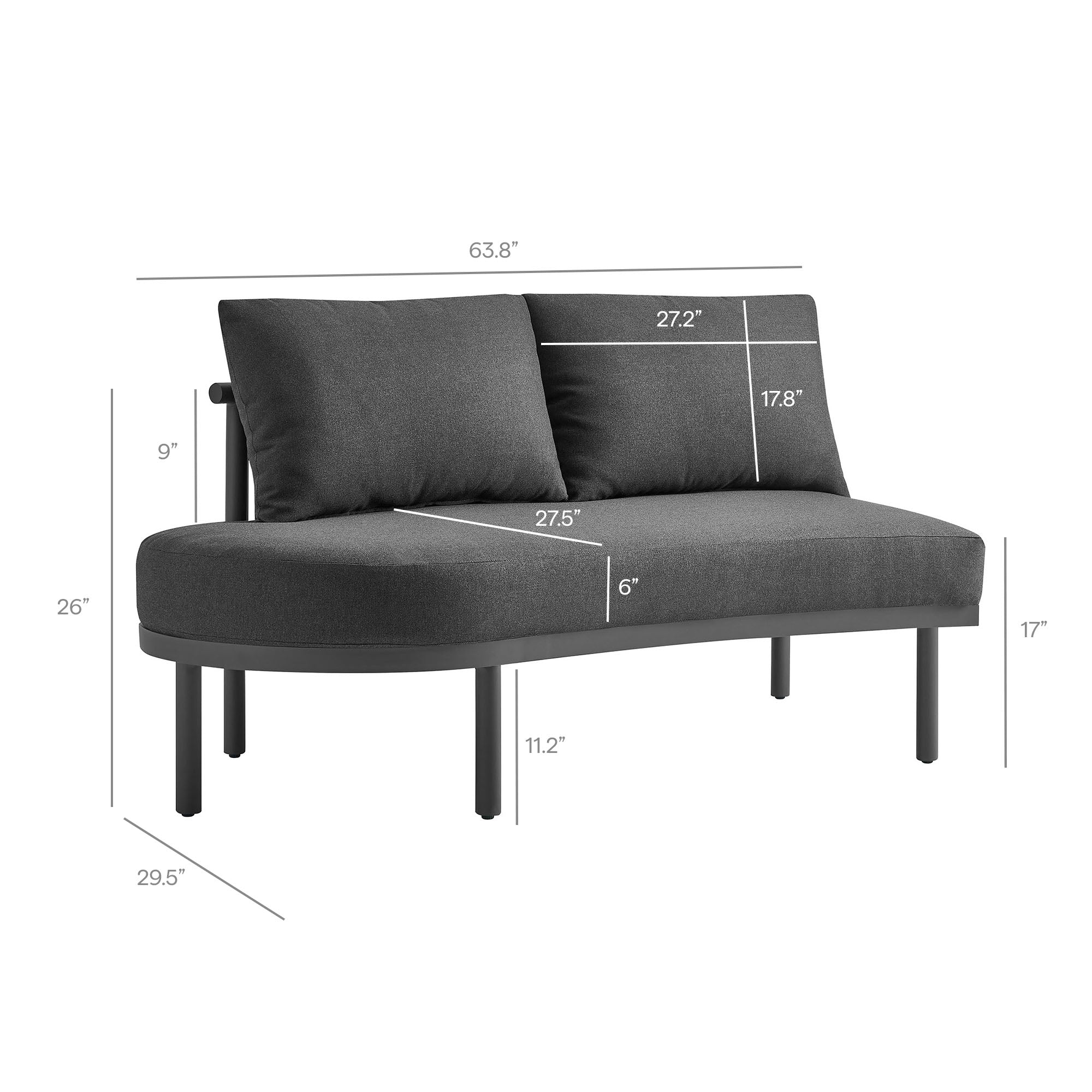 Porta 5 Piece Outdoor Patio Aluminum Modular Sofa Set
