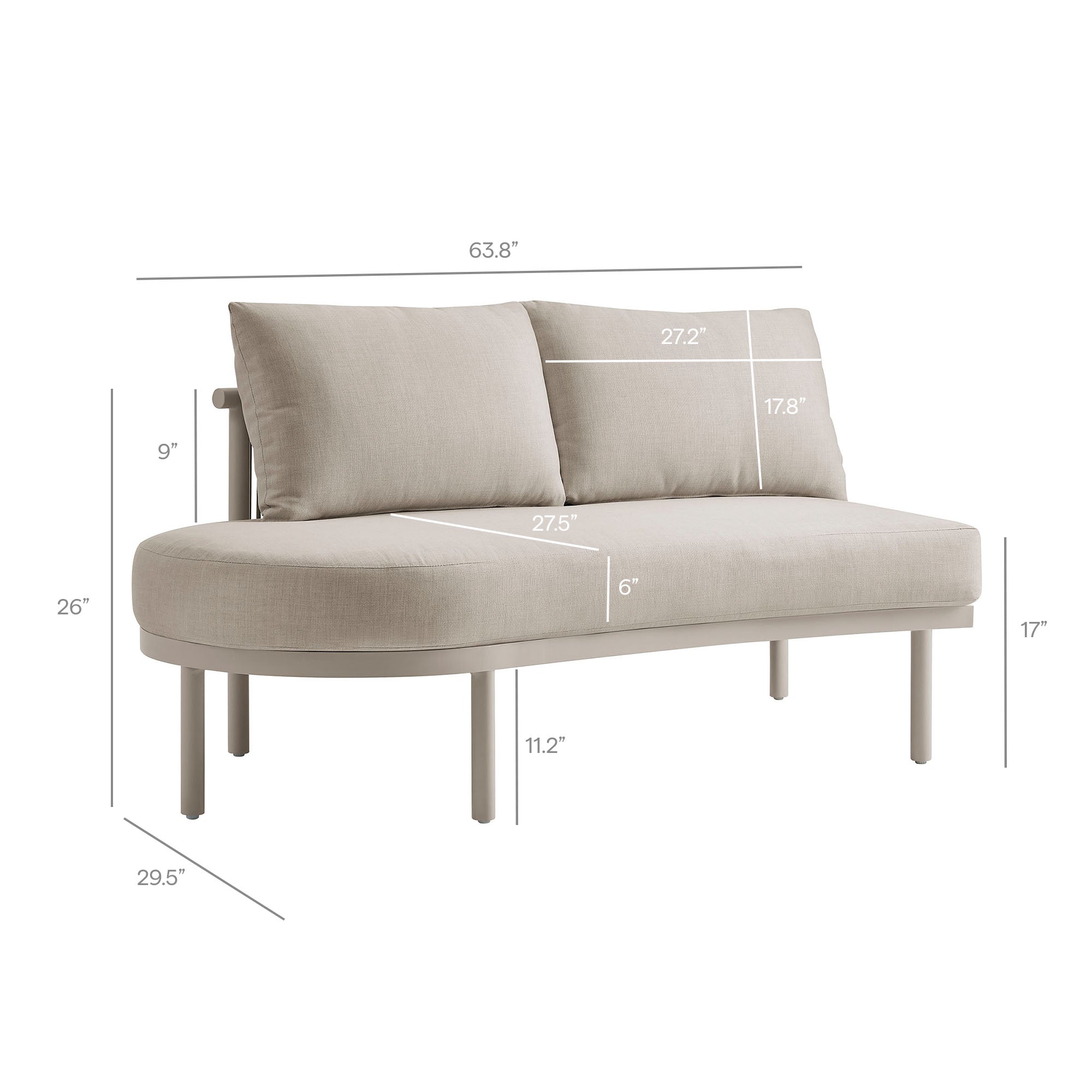 Porta 2 Piece Outdoor Patio Aluminum Modular Sofa
