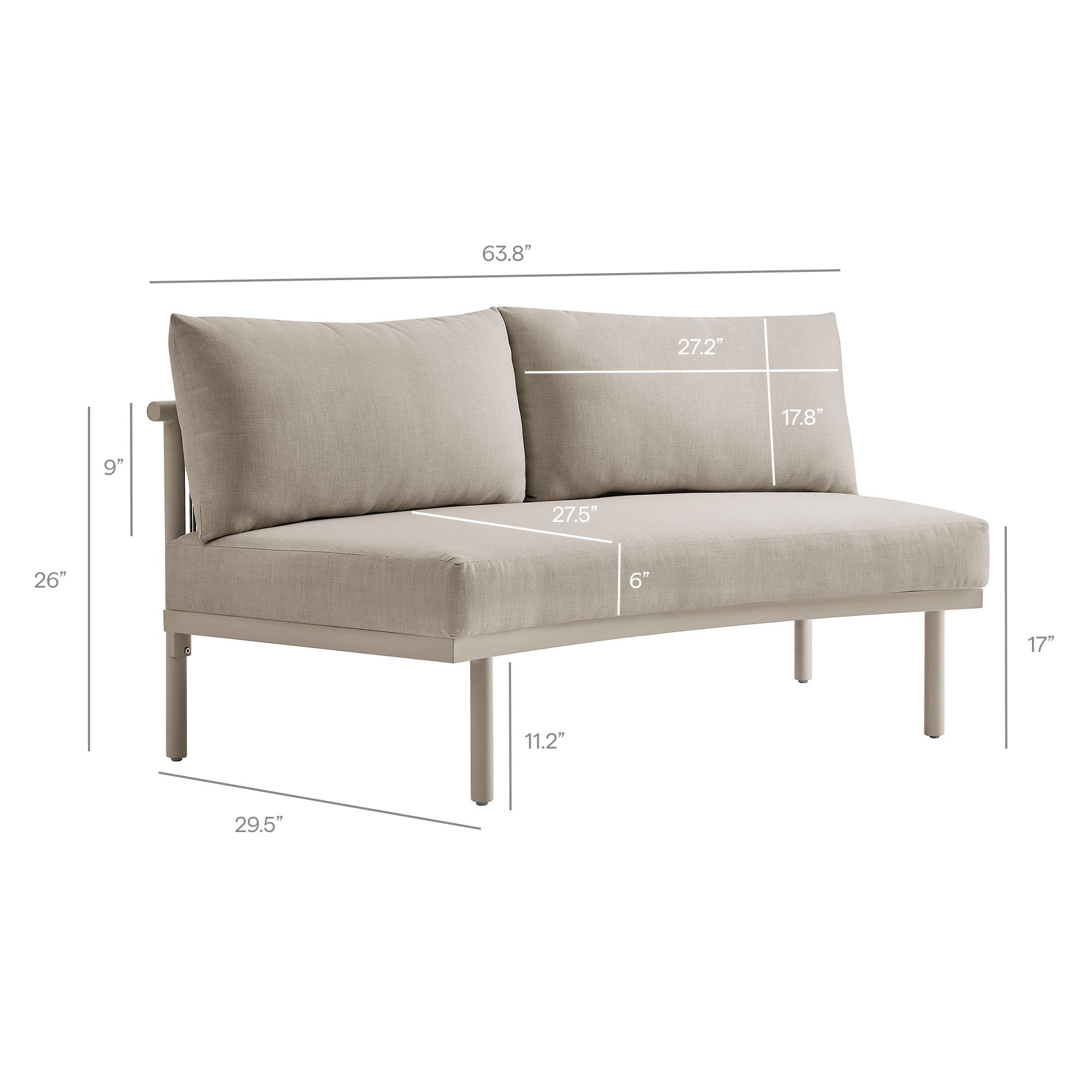 Porta Armless Outdoor Patio Aluminum Modular Piece